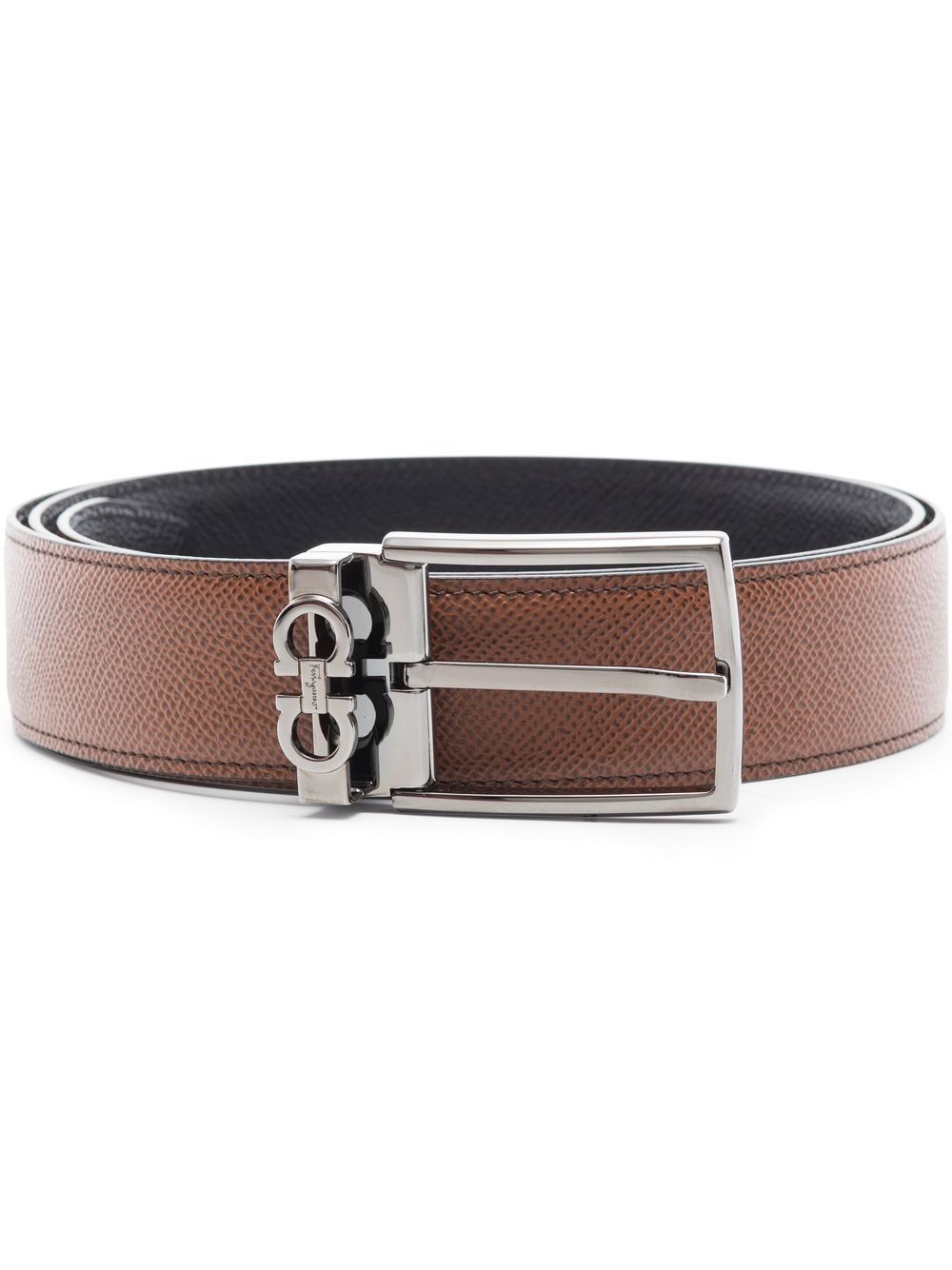 STAMPED LEATHER REVERSIBLE GANCINI BELT WITH RECTANGULAR BUCKLE 67A0370709528RADICANERO (FERRAGAMO / ベルト・サスペンダー ) | FERRAGAMO (フェラガモ)