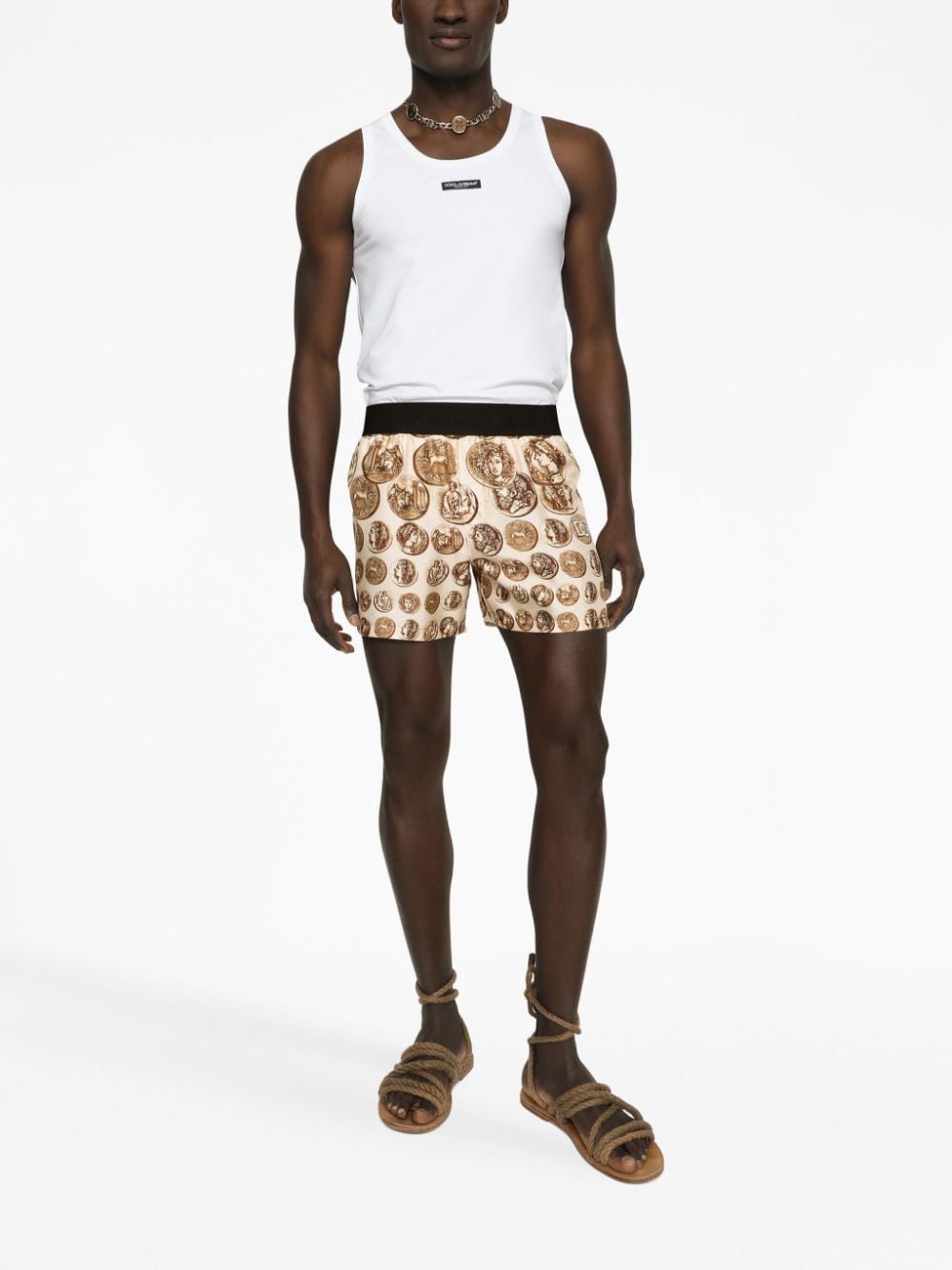 STRETCH COTTON TANK TOP WITH LOGO LABEL M8E96JFUEB0W0800 (Dolce & Gabbana / アンダーウェア ) | Dolce & Gabbana (ドルチェガッバーナ)(1)