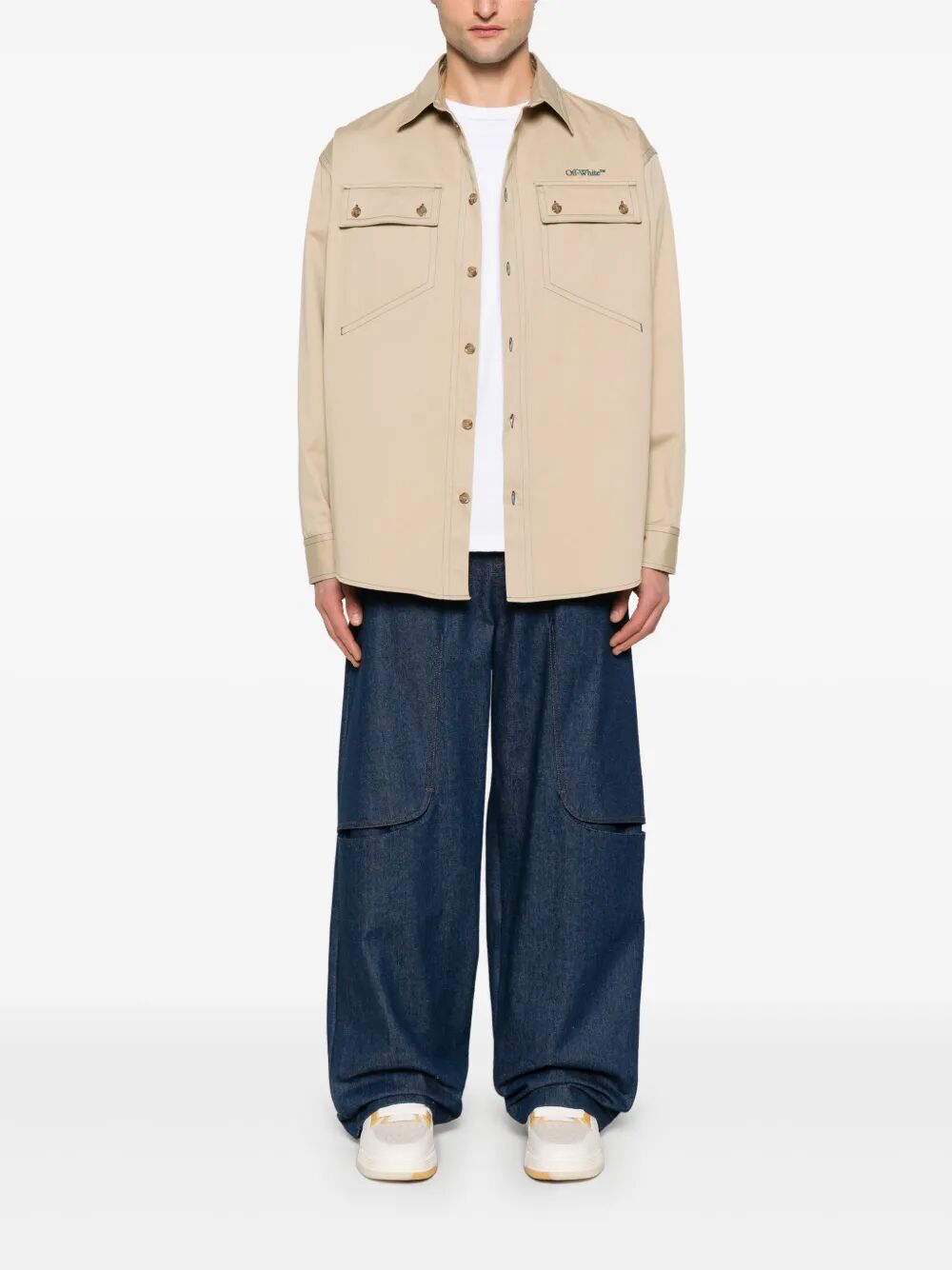 STITCH COTGAB COTTON MILITARY OVERSHIRT OMES017S25FAB0016157 (Off-White / シャツ・ブラウス ) | Off-White (オフホワイト)(1)