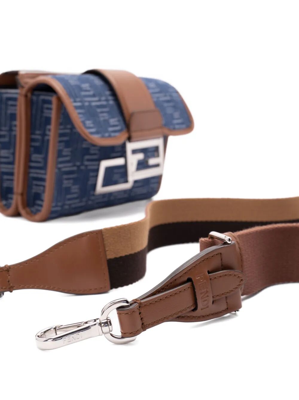 DENIM-EFFECT FF JACQUARD AND LEATHER DOUBLE BAGUETTE BAG 7VA649AUGOF1SCG (FENDI / ハンドバッグ・ショルダーバッグ ) | FENDI (フェンディ)(5)