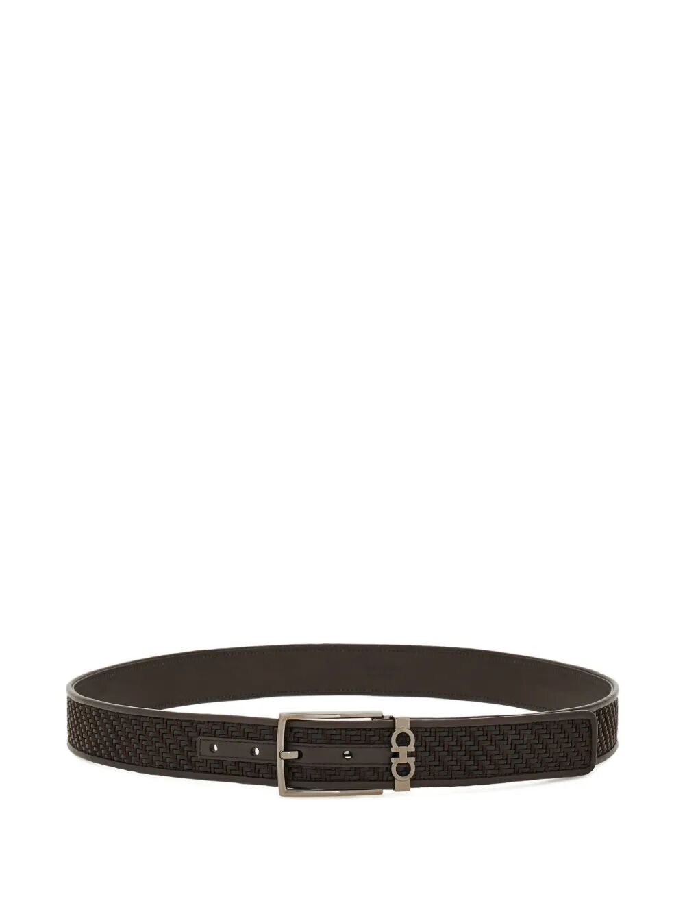 BASKETWEAVE EFFECT LEATHER BELT WITH SQUARE BUCKLE 6705750786458TMORONERO (FERRAGAMO / ベルト・サスペンダー ) | FERRAGAMO (フェラガモ)