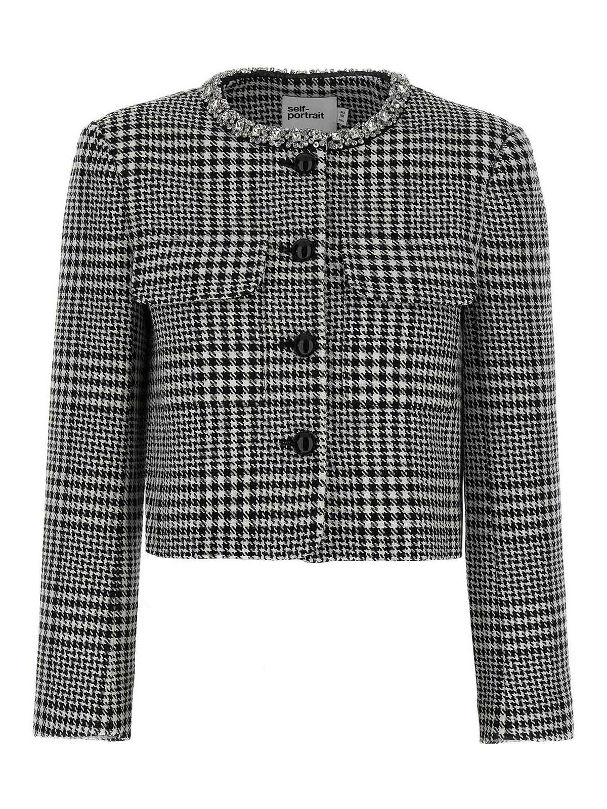 Houndstooth Crystal Trim Blazer PF25111JBW (self-portrait / ブレザー・ジャケット ) | self-portrait (セルフ・ポートレイト)