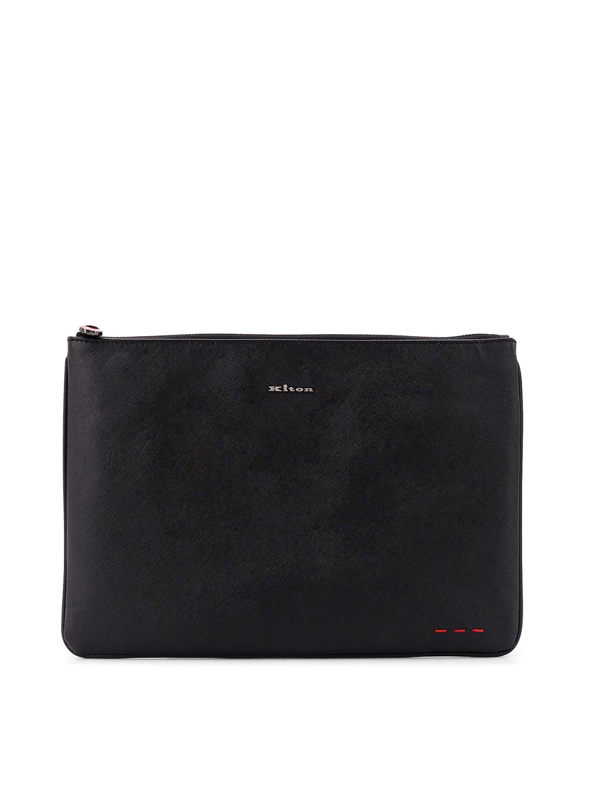 Nylon clutch bag with iconic logo embroidery UBA0046N0126901NERO (Kiton / クラッチバッグ・ポーチ ) | Kiton (キートン)