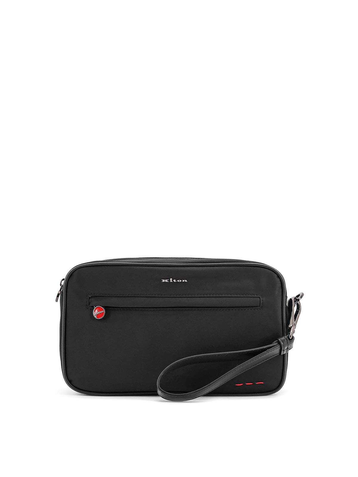 Nylon clutch bag with iconic logo embroidery UBA0052N0127001NERO (Kiton / クラッチバッグ・ポーチ ) | Kiton (キートン)