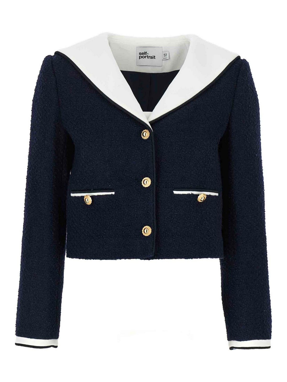 Navy Boucle Contrast Collar Blazer PF25034JBL (self-portrait / ブレザー・ジャケット ) | self-portrait (セルフ・ポートレイト)