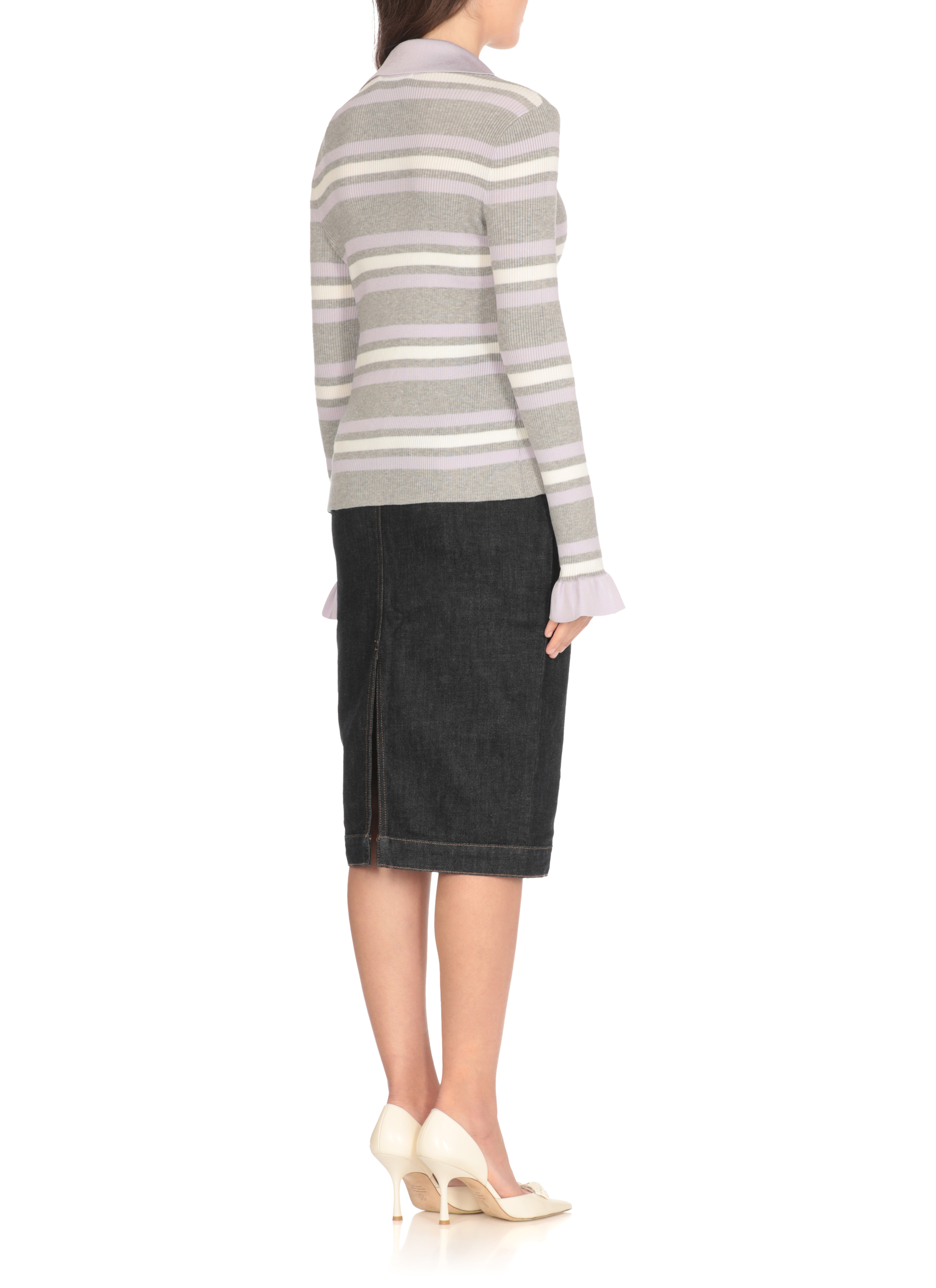 SELF PORTRAIT Shirts Grey PF25047TAGRSTRIPERIBGREY (self-portrait / シャツ・ブラウス ) | self-portrait (セルフ・ポートレイト)(2)