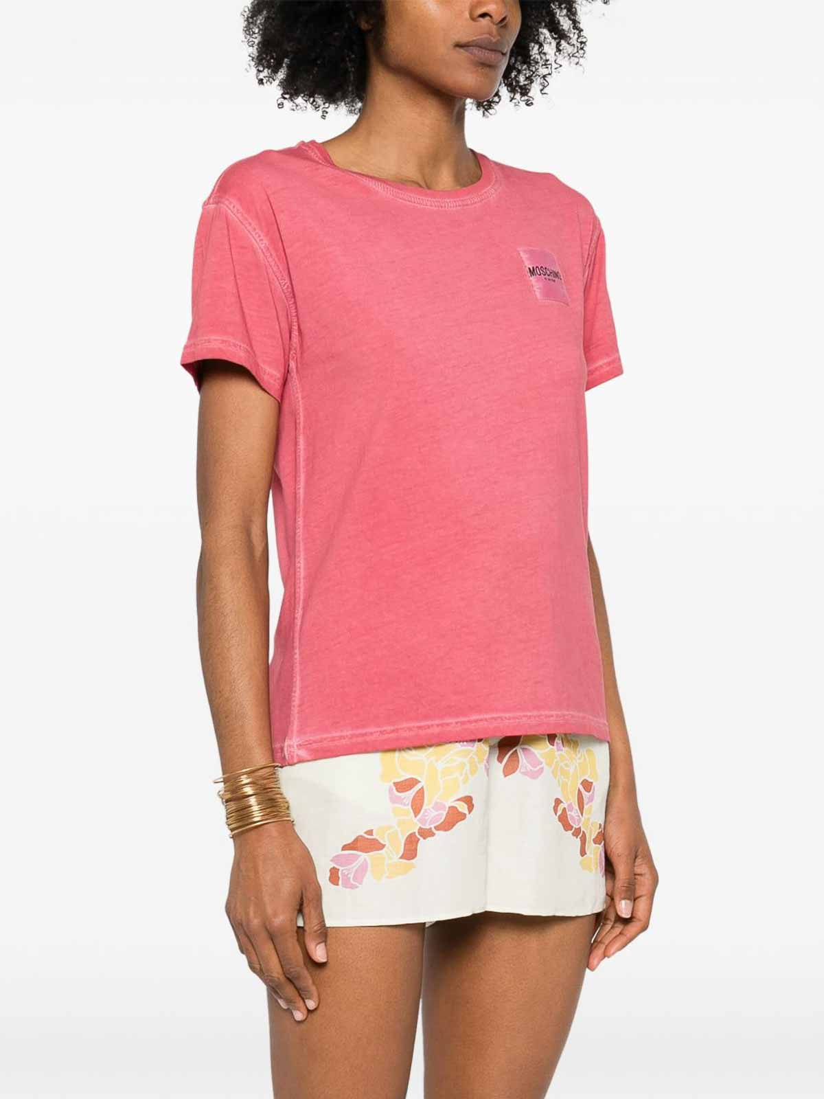 Light Red Cotton T-Shirt With Logo 071594180116 (MOSCHINO / Tシャツ・カットソー ) | MOSCHINO (モスキーノ)(1)
