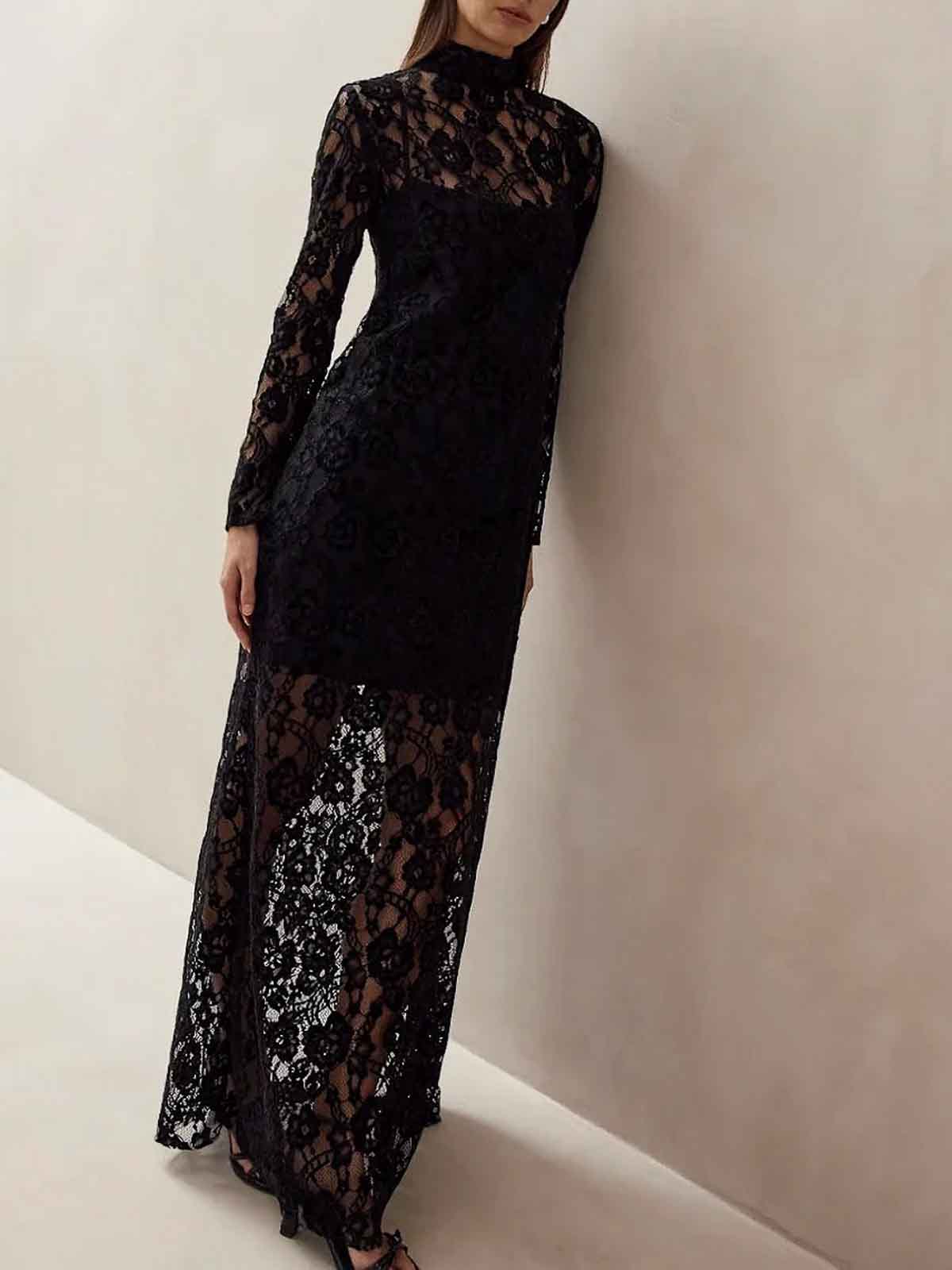 Tiban black lace dress R10078701 (ALOHAS / ワンピース・ドレス・オールインワン ) | ALOHAS (アロハス)(1)