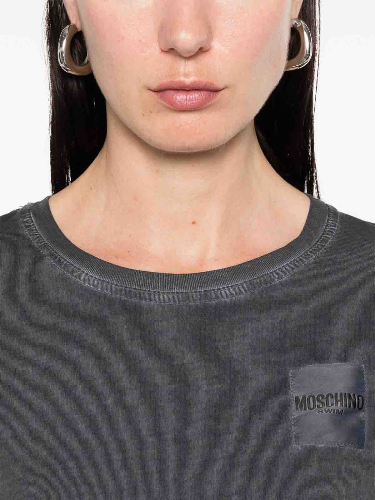 Dark Grey Cotton T-Shirt With Logo 071594180499 (MOSCHINO / Tシャツ・カットソー ) | MOSCHINO (モスキーノ)(4)