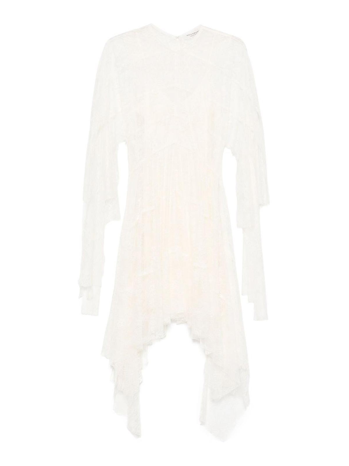 Lace Asymmetric Mini Dress In Ivory 045221170003 (PHILOSOPHY / ワンピース・ドレス・オールインワン ) | PHILOSOPHY (フィロソフィ)