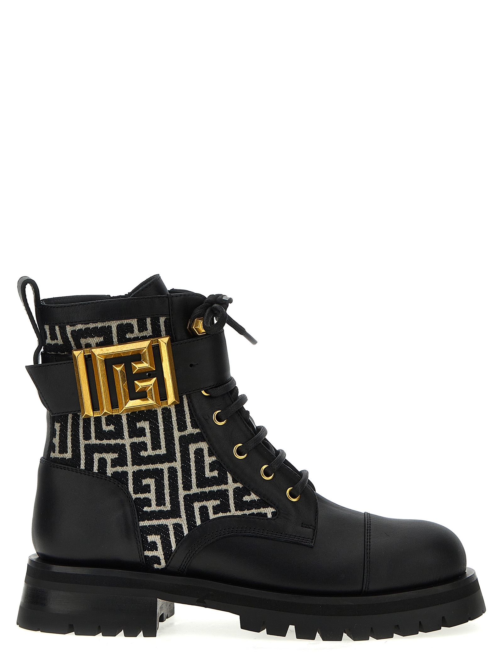 ブーツその他 Balmain 'Charlie' Ankle Boots Balmain Charlie Leather Combat Boots | Black | FARFETCH