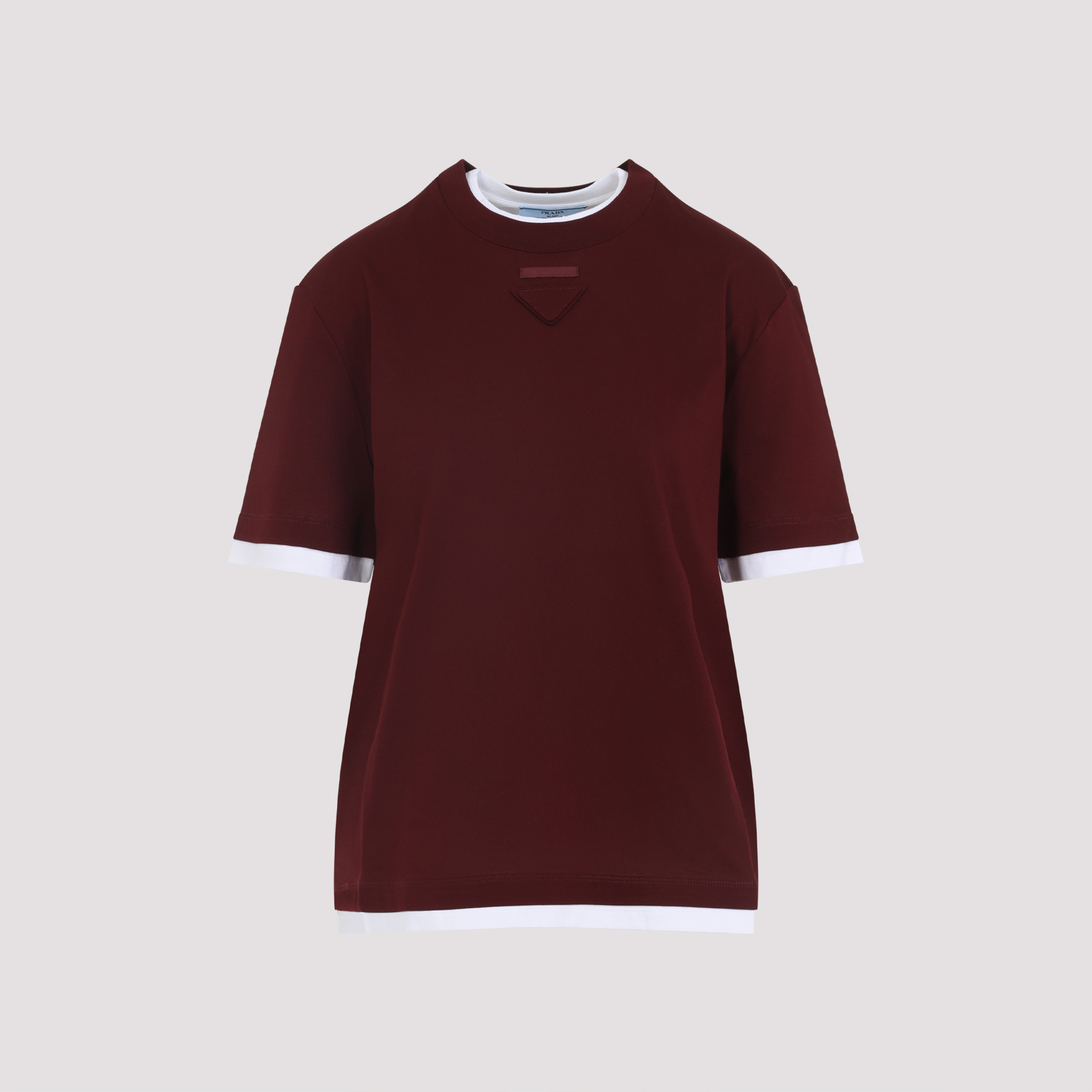 Burgundy cotton t-shirt 3547BSAAO15ZGF0399 (Prada / Tシャツ・カットソー ) | Prada (プラダ)(4)