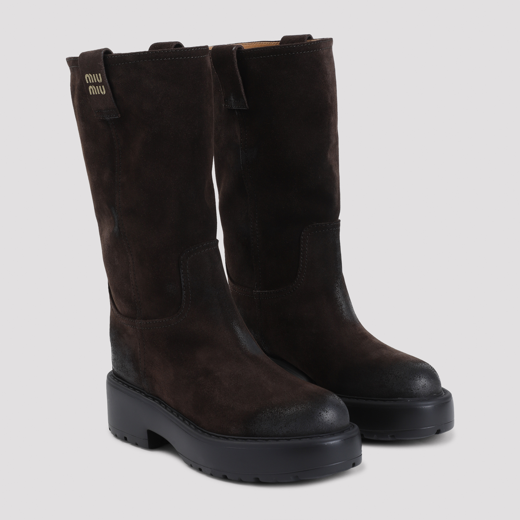 Brown suede boots 5U270EF0550B2F0003 (MIU MIU / ブーツ ) | MIU MIU (ミュウミュウ)(3)