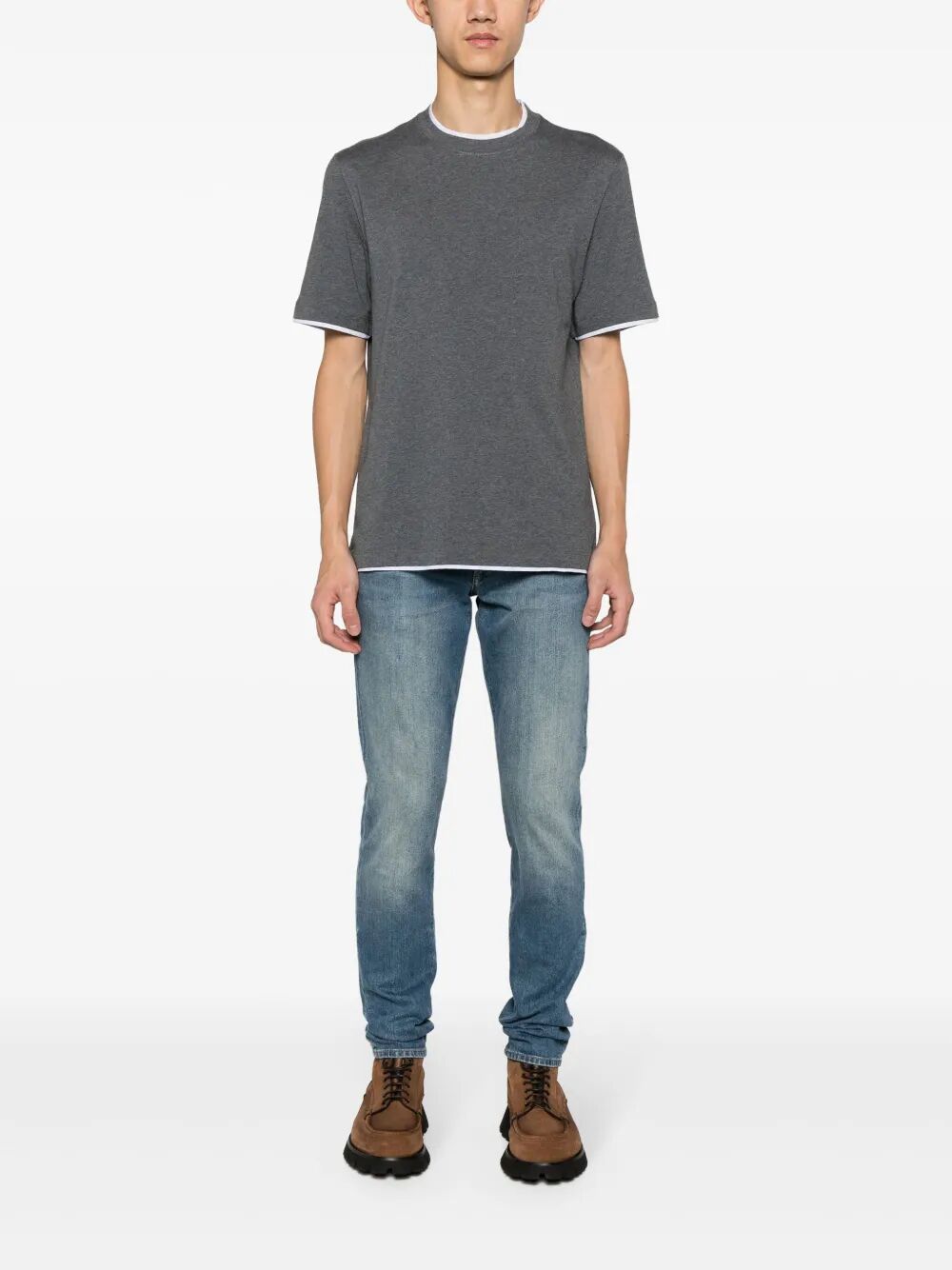 COTTON JERSEY CREW NECK T-SHIRT WITH FAUX-LAYERING M0B137427CE610 (Brunello Cucinelli / Tシャツ・カットソー ) | Brunello Cucinelli (ブルネロ・クチネリ)(4)