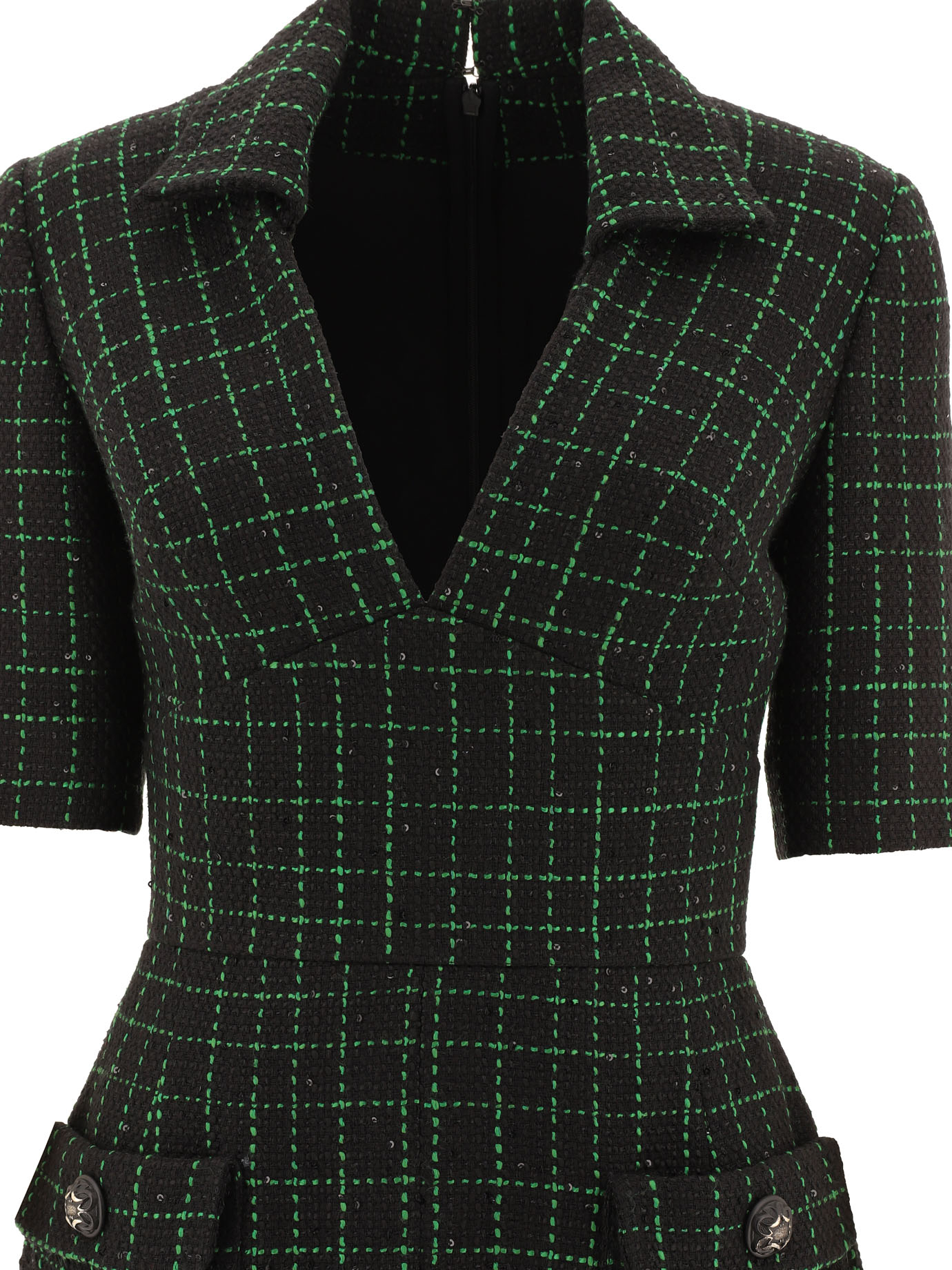 "Matrix" sequin tweed dress D0308NP24TW004BLACKMARISAGREEN (ELIE SAAB / ワンピース・ドレス・オールインワン ) | ELIE SAAB (エリー サーブ)(2)