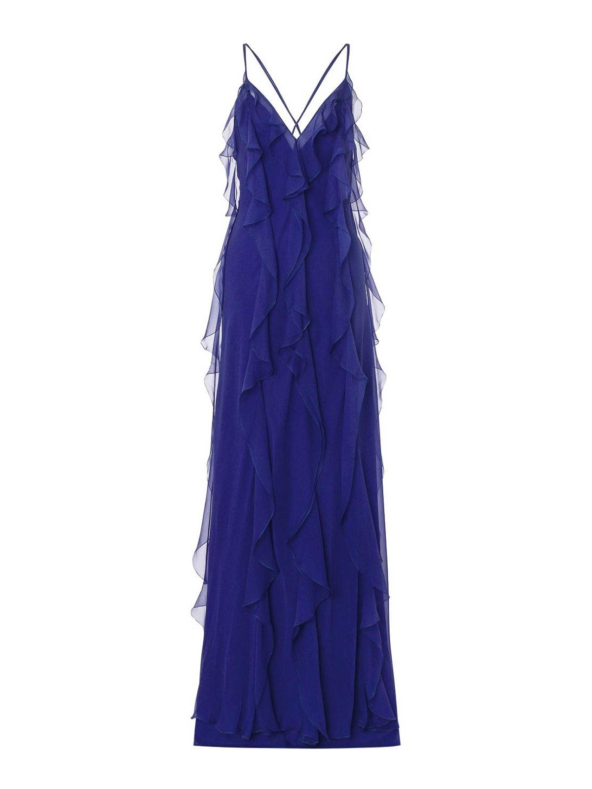 Sleeveless Blue Organic Silk Chiffon Dress 043401140280 (ALBERTA FERRETTI / ワンピース・ドレス・オールインワン ) | ALBERTA FERRETTI (アルベルタ フェレッティ)