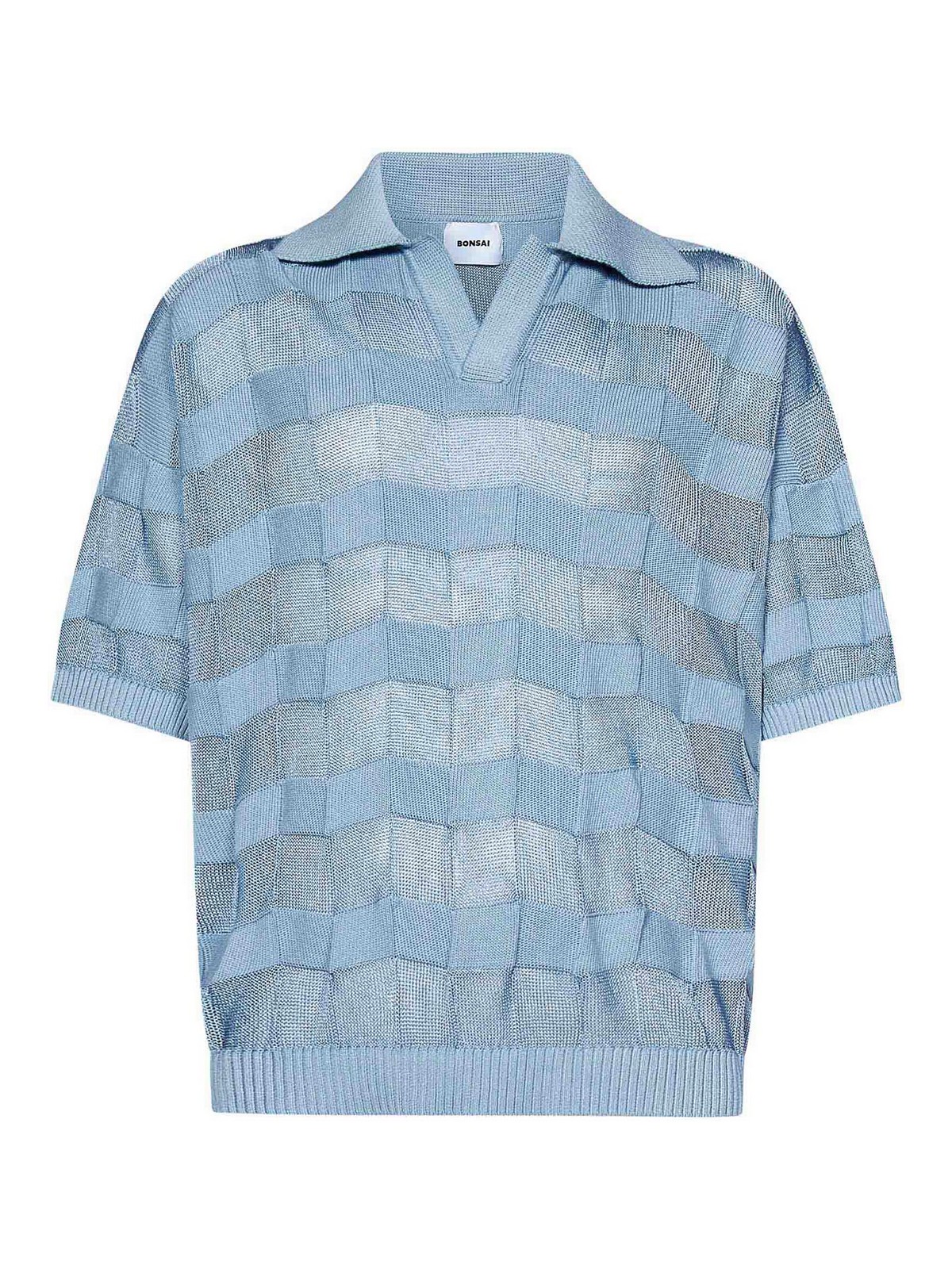 Oversized Light Blue Polo Shirt SS25KN014BLU (BONSAI / ポロシャツ ) | BONSAI (ボンサイ)