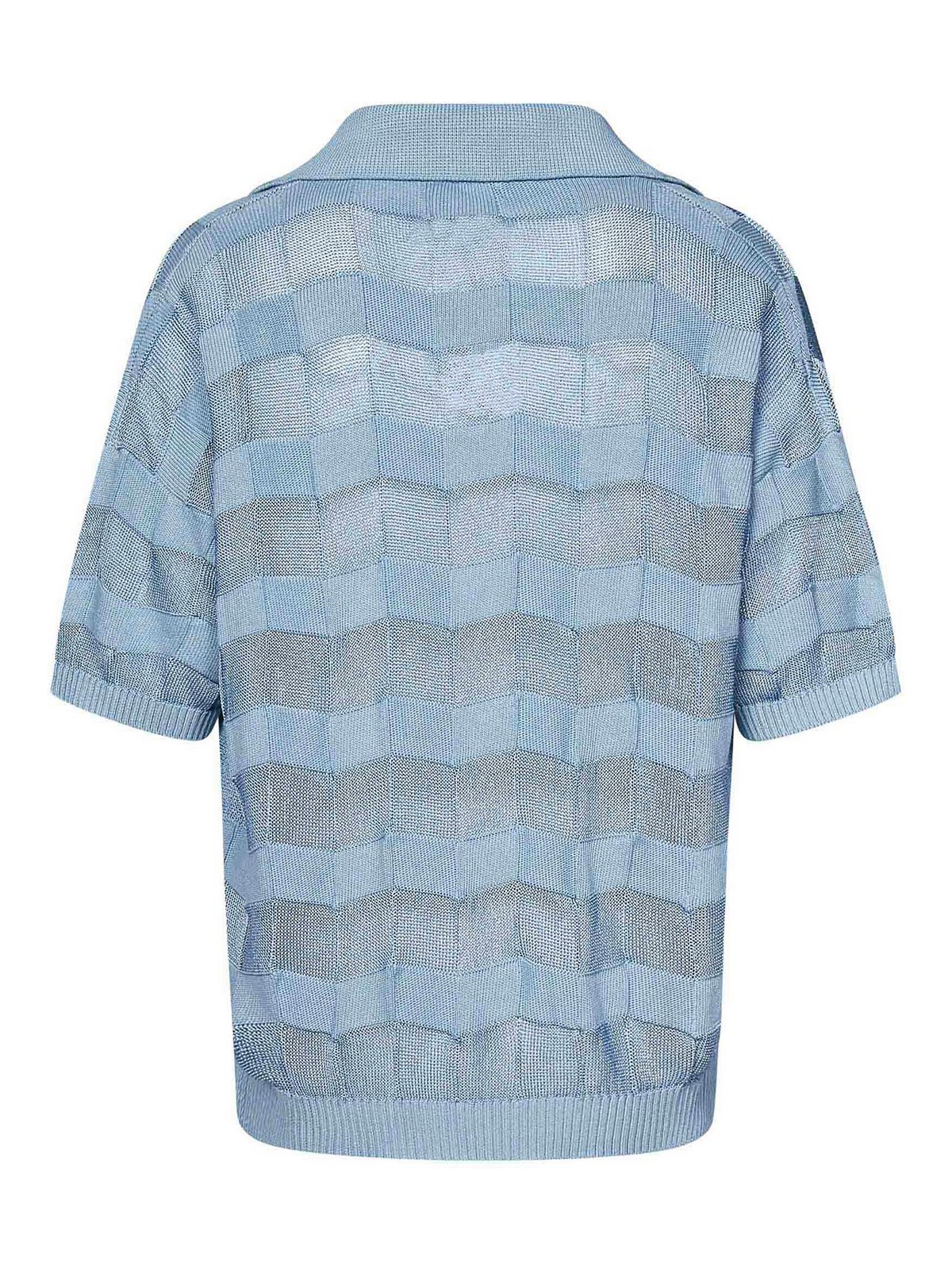 Oversized Light Blue Polo Shirt SS25KN014BLU (BONSAI / ポロシャツ ) | BONSAI (ボンサイ)(1)
