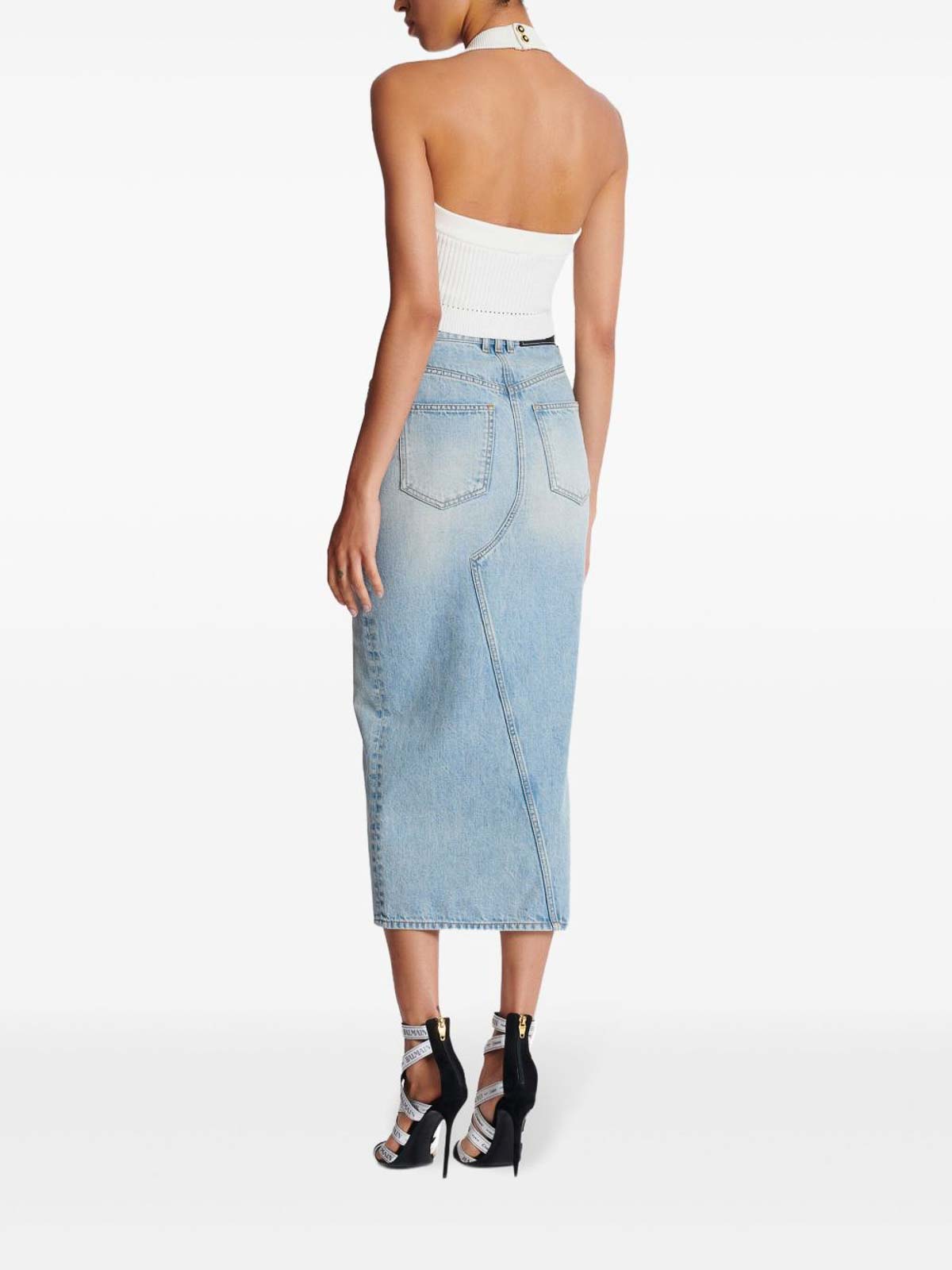 White Ribbed Viscose Blend Knit Cropped Top EF1AA380KI100FA (Balmain / タンクトップ・キャミソール ) | Balmain (バルマン)(3)