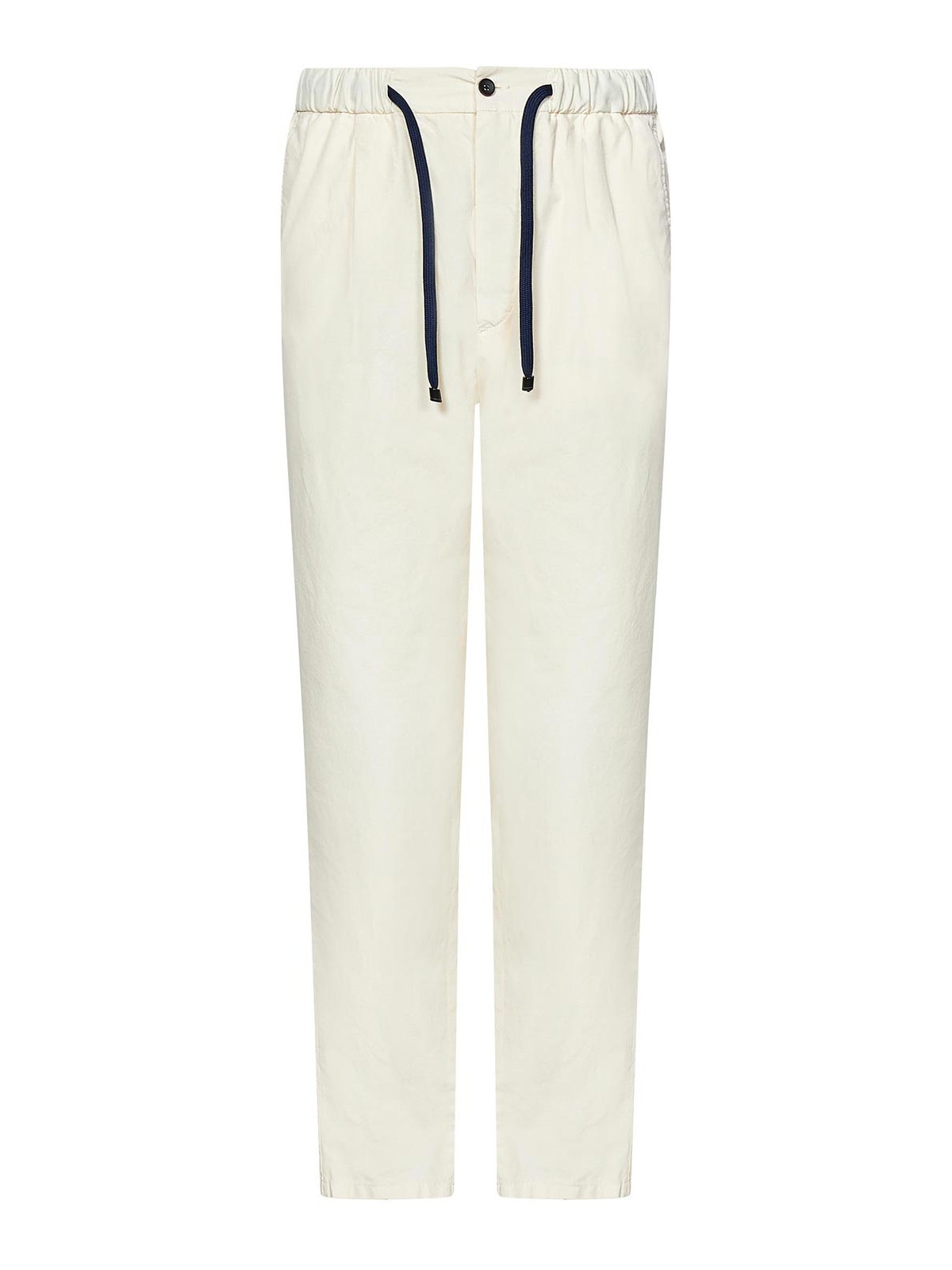 Straight-Leg Trousers In White Cotton DP289L01117 (Drumohr / パンツ ) | Drumohr (ドルモア)