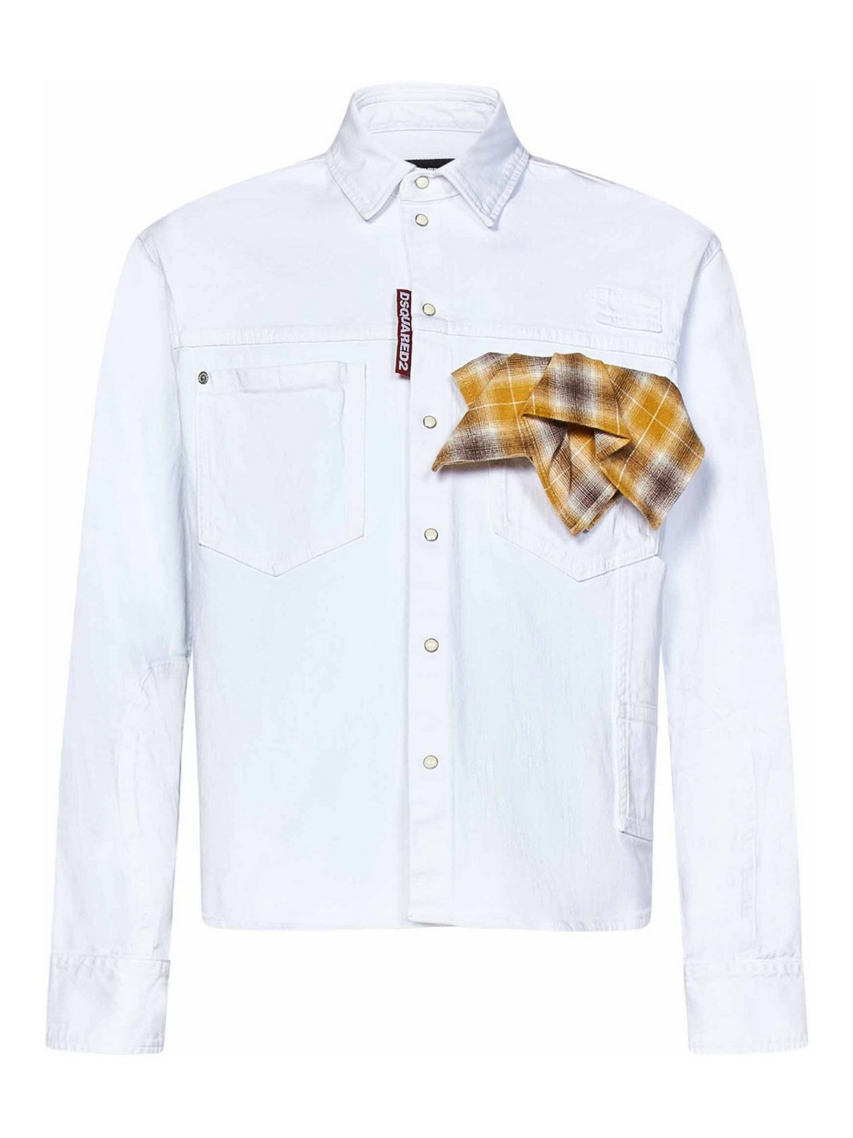 Carpenter Shirt In White Cotton Denim S74DM0921S39781100 (Dsquared2 / シャツ・ブラウス ) | Dsquared2 (ディースクエアード)