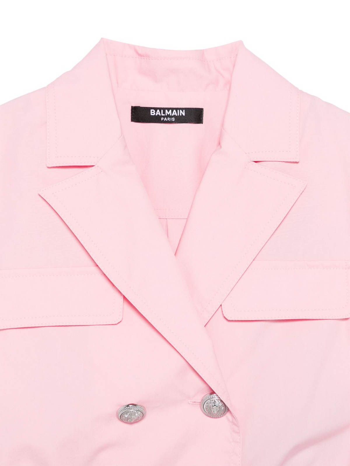 Pink Cotton Double-Breasted Cropped Top BW5A01P0479511AG (Balmain / カジュアルジャケット・ベスト ) | Balmain (バルマン)(2)