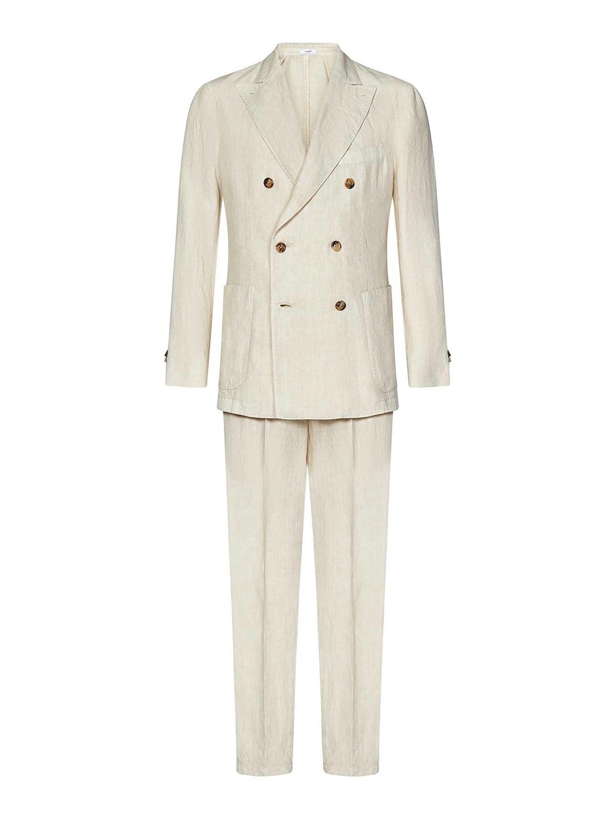 Beige Linen Double-Breasted K-Jacket Suit N4392QSA04260215 (BOGLIOLI / スーツ・ジャケット ) | BOGLIOLI (ボリオリ)