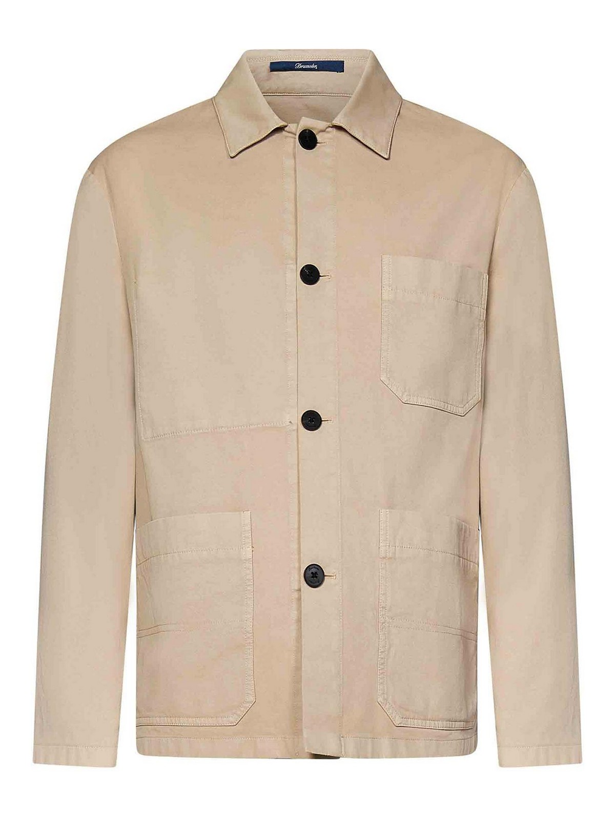 Beige Stretch Cotton Denim Shirt Jacket DJ291JK9140 (Drumohr / カジュアルジャケット・ベスト ) | Drumohr (ドルモア)