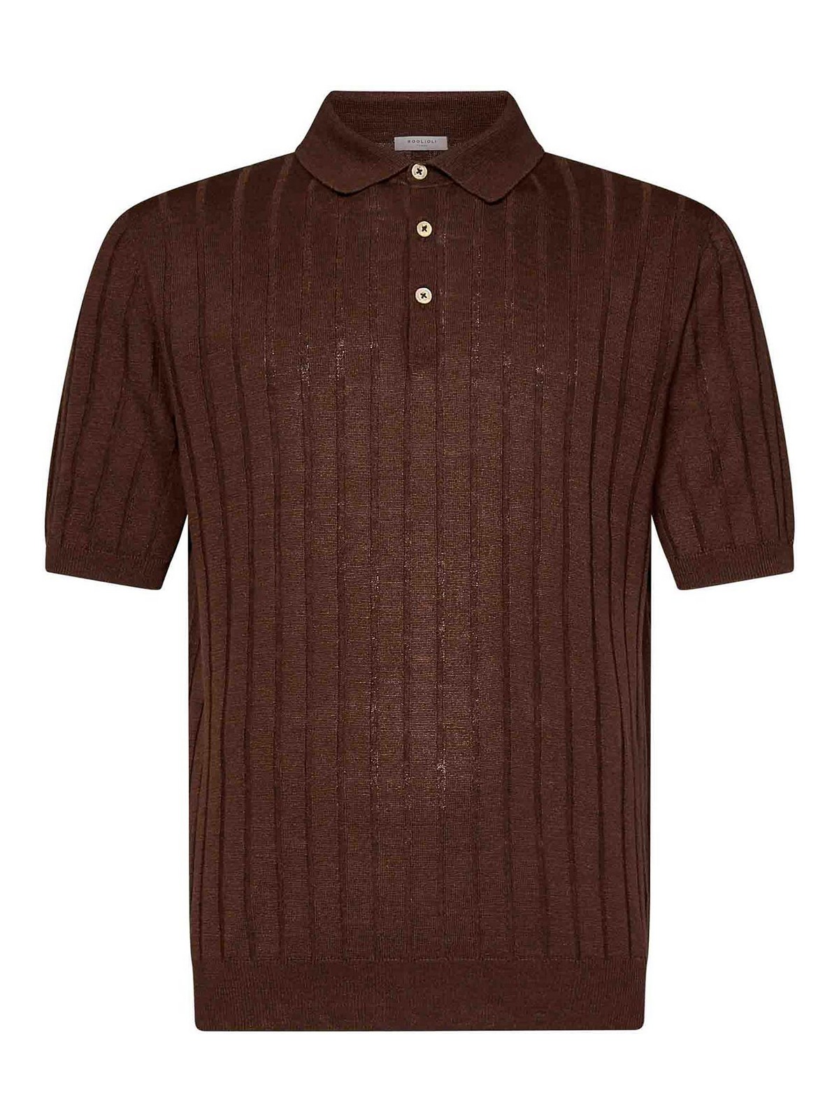 Brown Flat-Ribbed Linen 91303SB58080480 (BOGLIOLI / ポロシャツ ) | BOGLIOLI (ボリオリ)