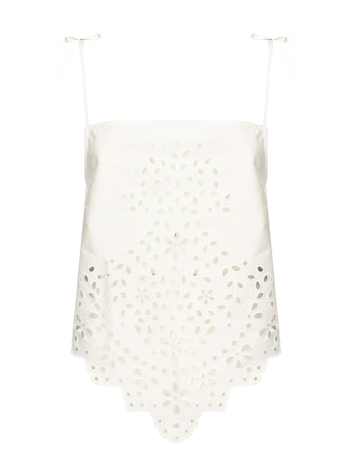 Cotton Embroidered Top SS25138TWHITE (self-portrait / タンクトップ・キャミソール ) | self-portrait (セルフ・ポートレイト)