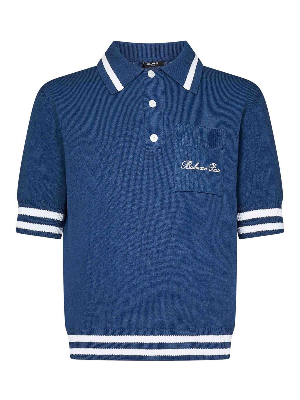 Short-Sleeved Dark Blue Cotton EH1GB046KF96SIV (Balmain / ポロシャツ ) | Balmain (バルマン)