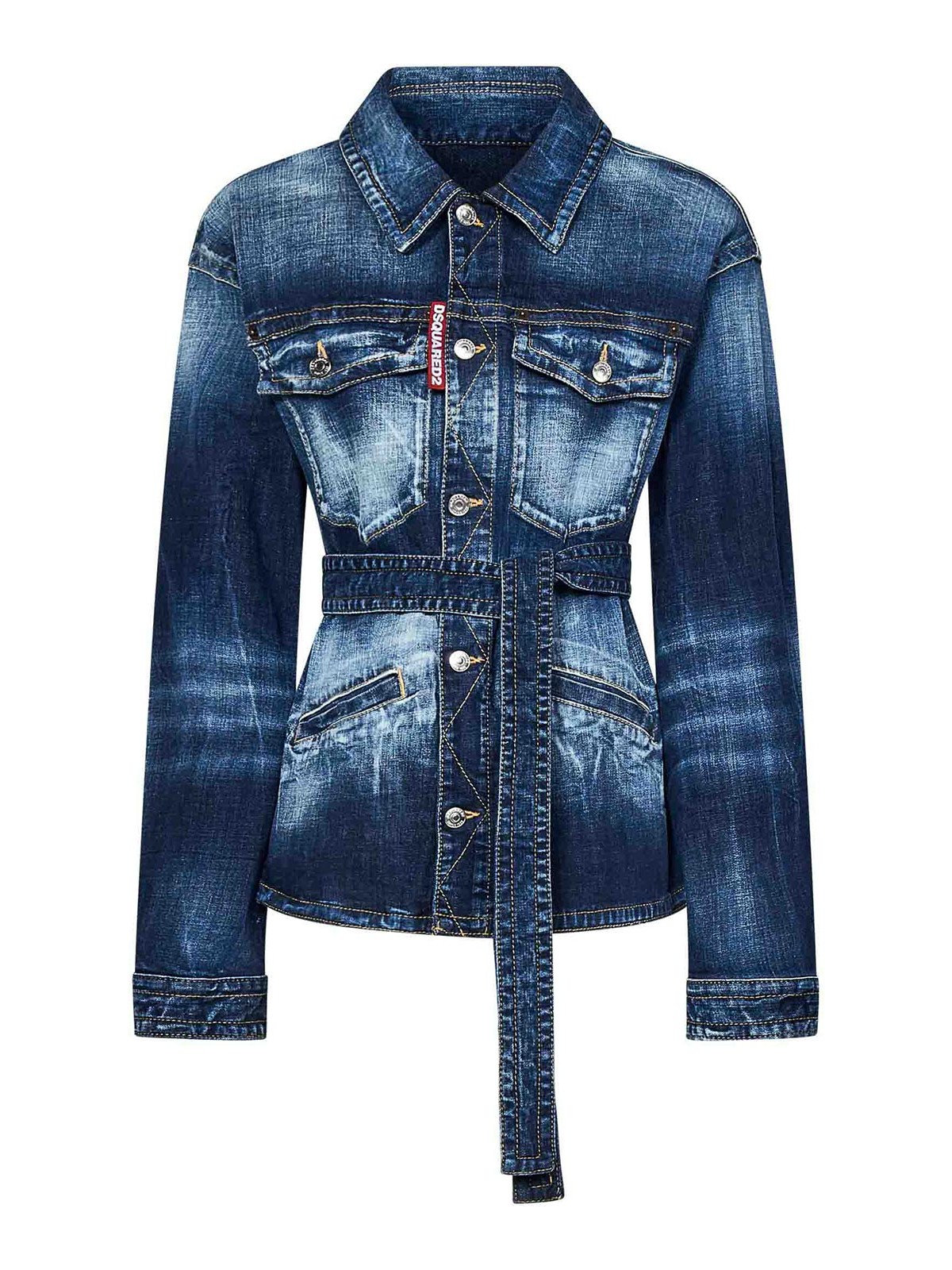 Oversized Shirt In Blue Stretch Cotton Denim S75DL0906S30664470 (Dsquared2 / シャツ・ブラウス ) | Dsquared2 (ディースクエアード)