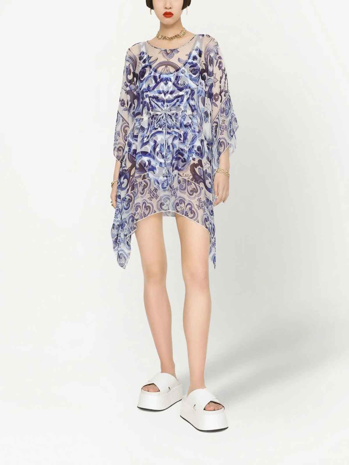 Short Majolica-Print Caftan F6F1ITHI1BLHA3TN (Dolce & Gabbana / ワンピース・ドレス・オールインワン ) | Dolce & Gabbana (ドルチェガッバーナ)(2)