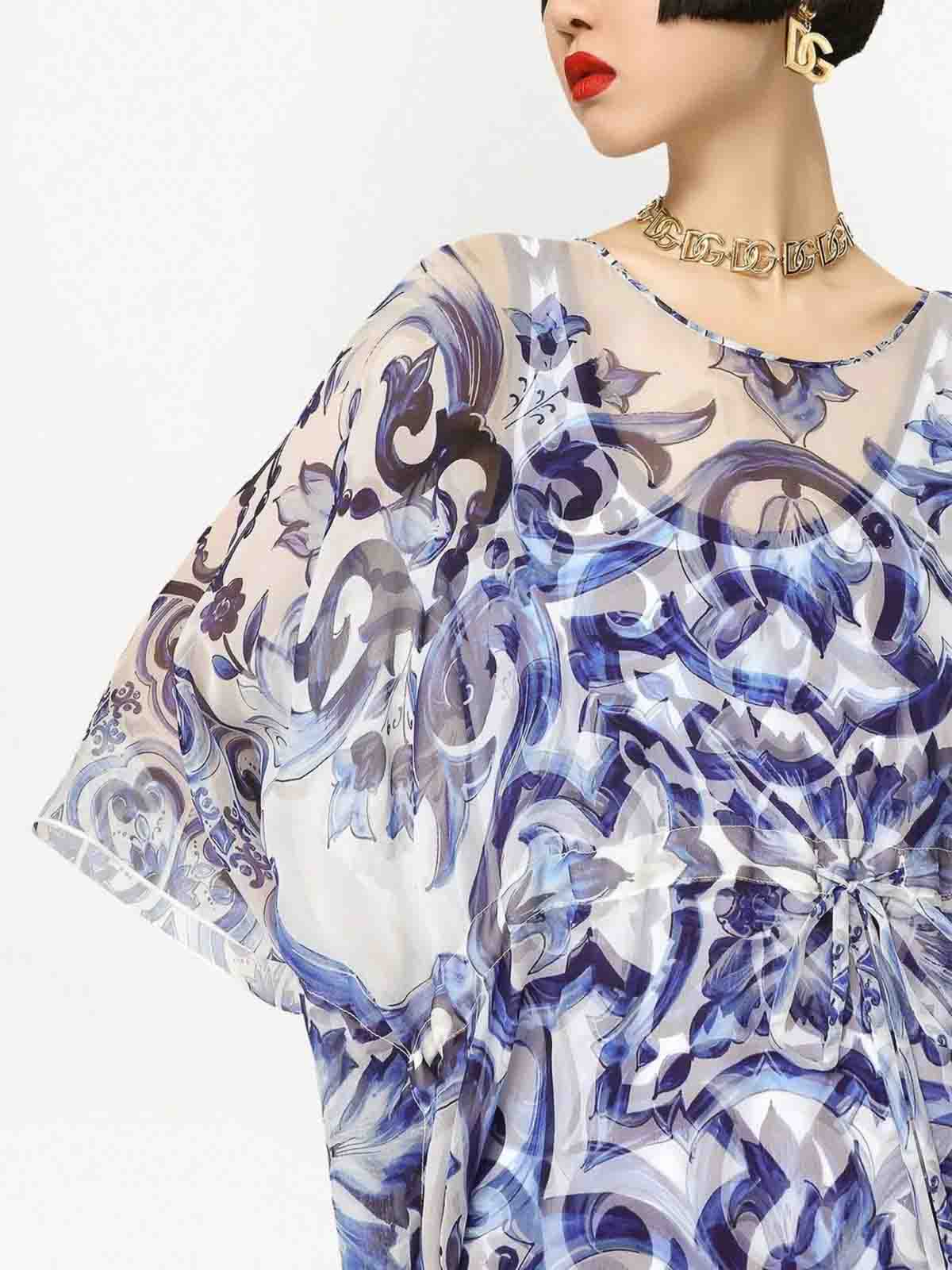 Short Majolica-Print Caftan F6F1ITHI1BLHA3TN (Dolce & Gabbana / ワンピース・ドレス・オールインワン ) | Dolce & Gabbana (ドルチェガッバーナ)(4)