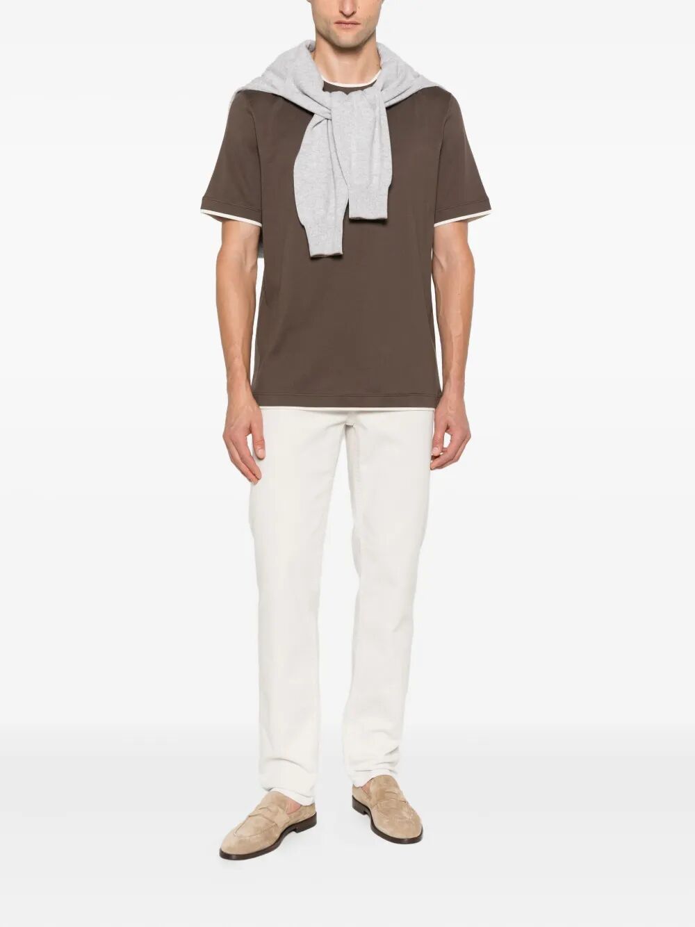 COTTON JERSEY CREW NECK T-SHIRT WITH FAUX-LAYERING M0B137427CGF66 (Brunello Cucinelli / Tシャツ・カットソー ) | Brunello Cucinelli (ブルネロ・クチネリ)(1)