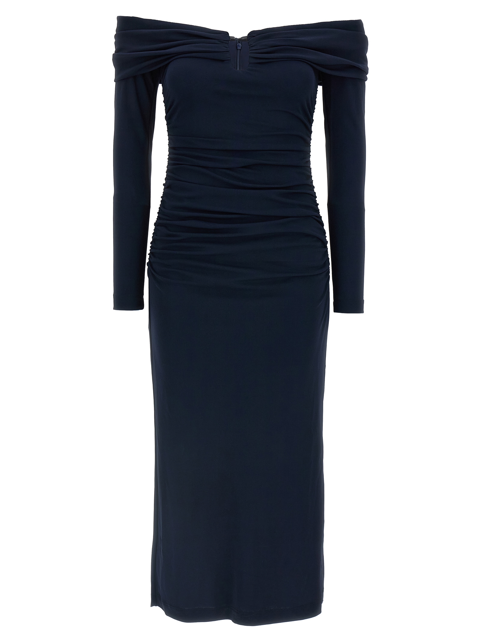'Off-Shoulder 3/4 SLV Ruched Midi' dress P2515N501JRS493 (CAROLINA HERRERA / ワンピース・ドレス・オールインワン ) | CAROLINA HERRERA (キャロライナ ヘレラ)