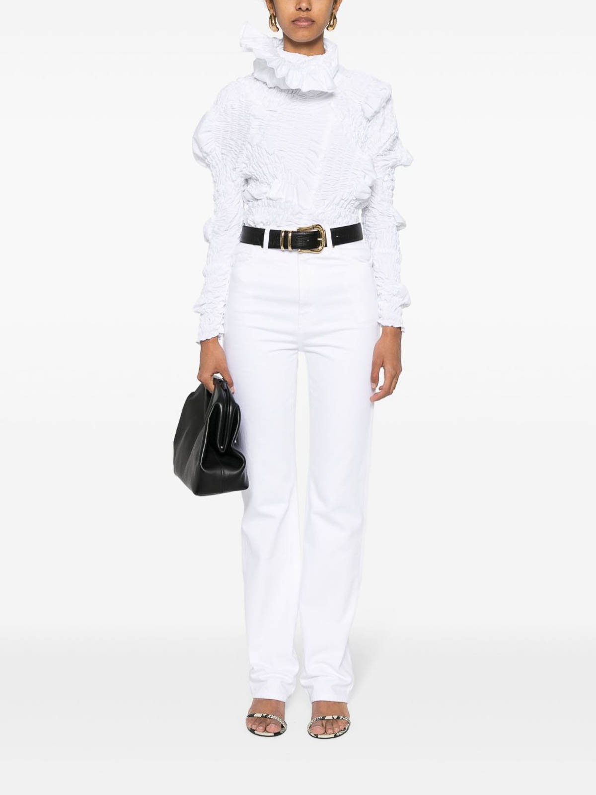 High-Waisted White Cotton Denim Jeans 1032913100W913100 (KHAITE / ジーンズ ) | KHAITE (ケイト)(1)