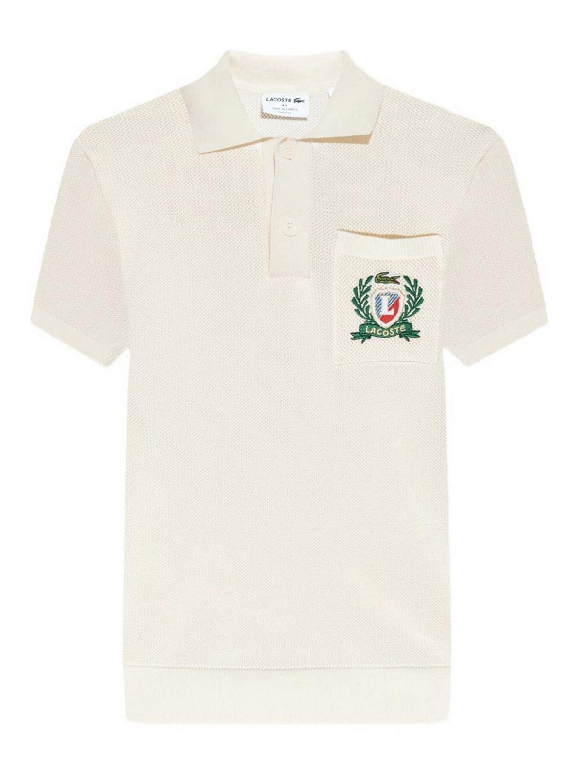 Ivory Polo Shirt In Mesh-Effect Cotton Knit AH0730XFJ (LACOSTE / ポロシャツ ) | LACOSTE (ラコステ)