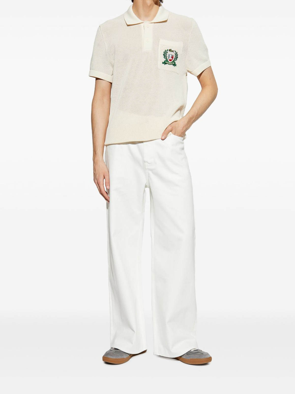 Ivory Polo Shirt In Mesh-Effect Cotton Knit AH0730XFJ (LACOSTE / ポロシャツ ) | LACOSTE (ラコステ)(1)