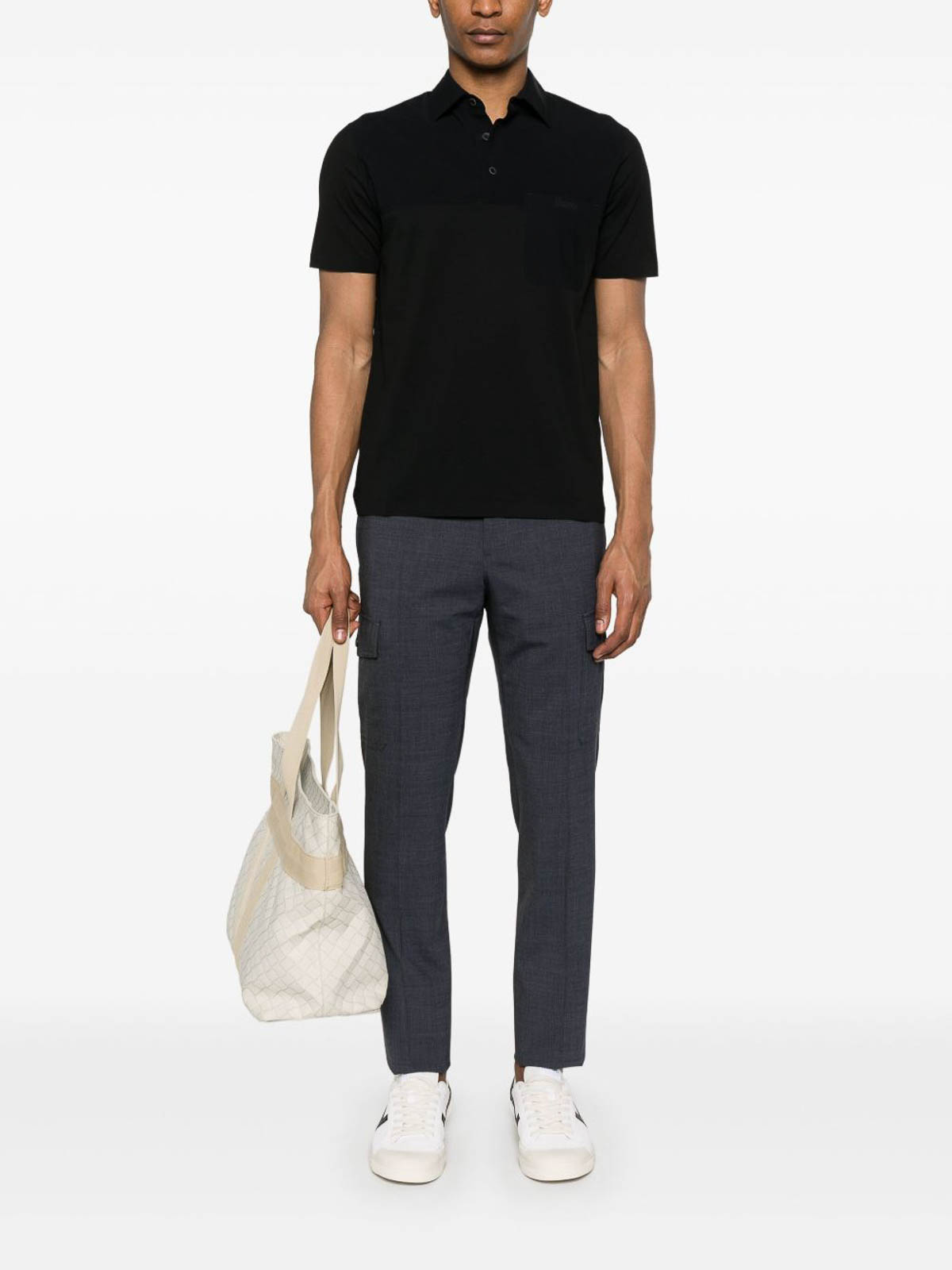 Black Stretch Cotton Polo Shirt JPL00137U520039300 (Herno / ポロシャツ ) | Herno (ヘルノ)(1)
