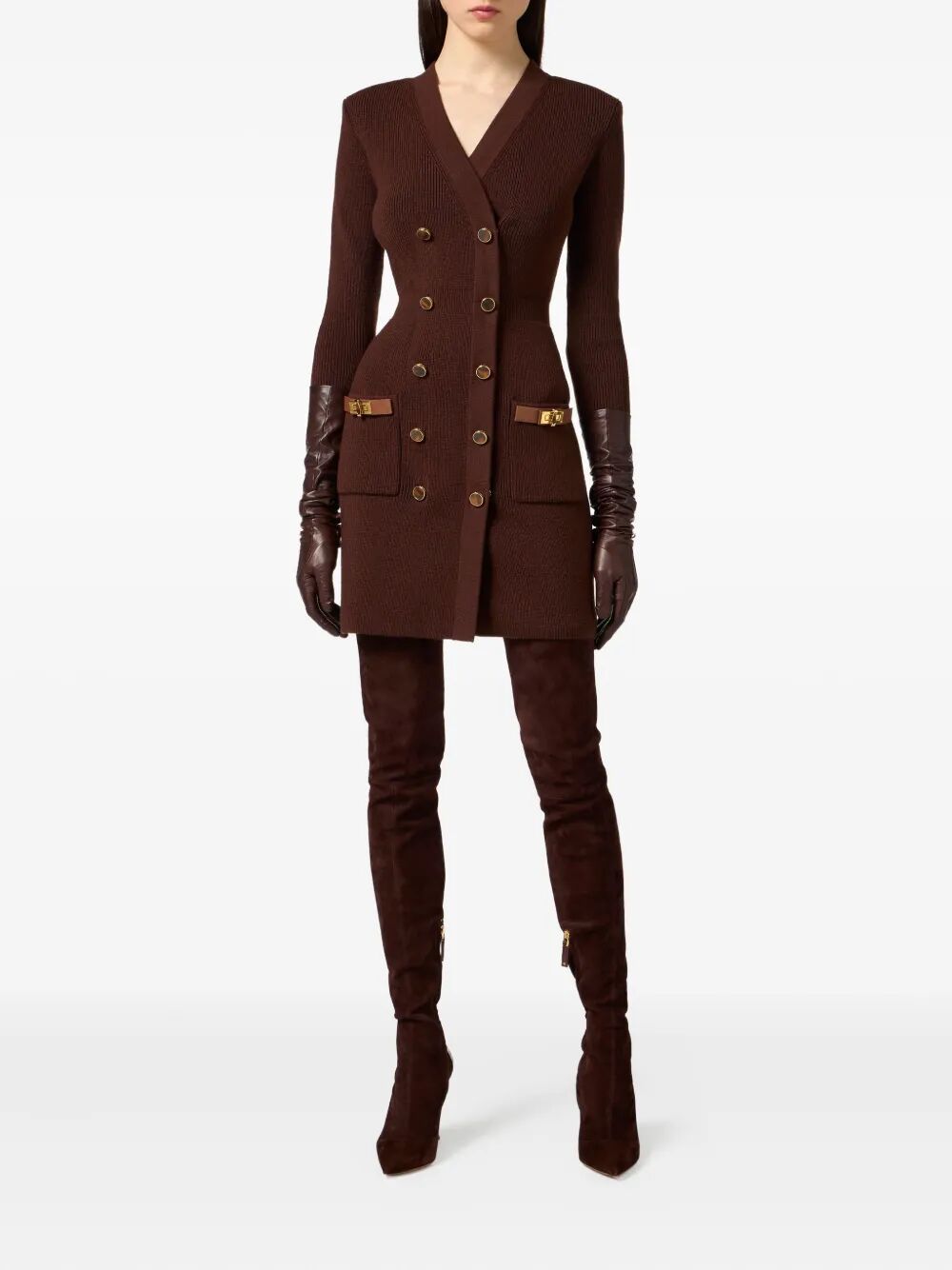 MINI DRESS IN KNIT FABRIC WITH JEWEL DECORATIONS AM04S56E2EA3 (Elisabetta Franchi / ワンピース・ドレス・オールインワン ) | Elisabetta Franchi (エリザベッタ フランキ)(1)
