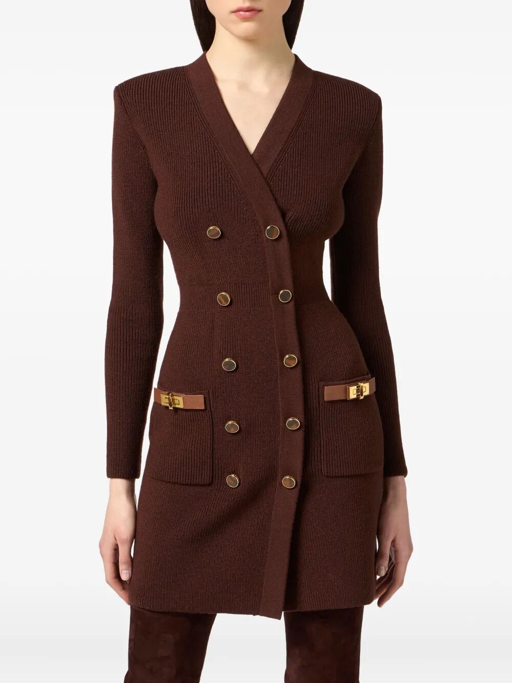 MINI DRESS IN KNIT FABRIC WITH JEWEL DECORATIONS AM04S56E2EA3 (Elisabetta Franchi / ワンピース・ドレス・オールインワン ) | Elisabetta Franchi (エリザベッタ フランキ)(4)