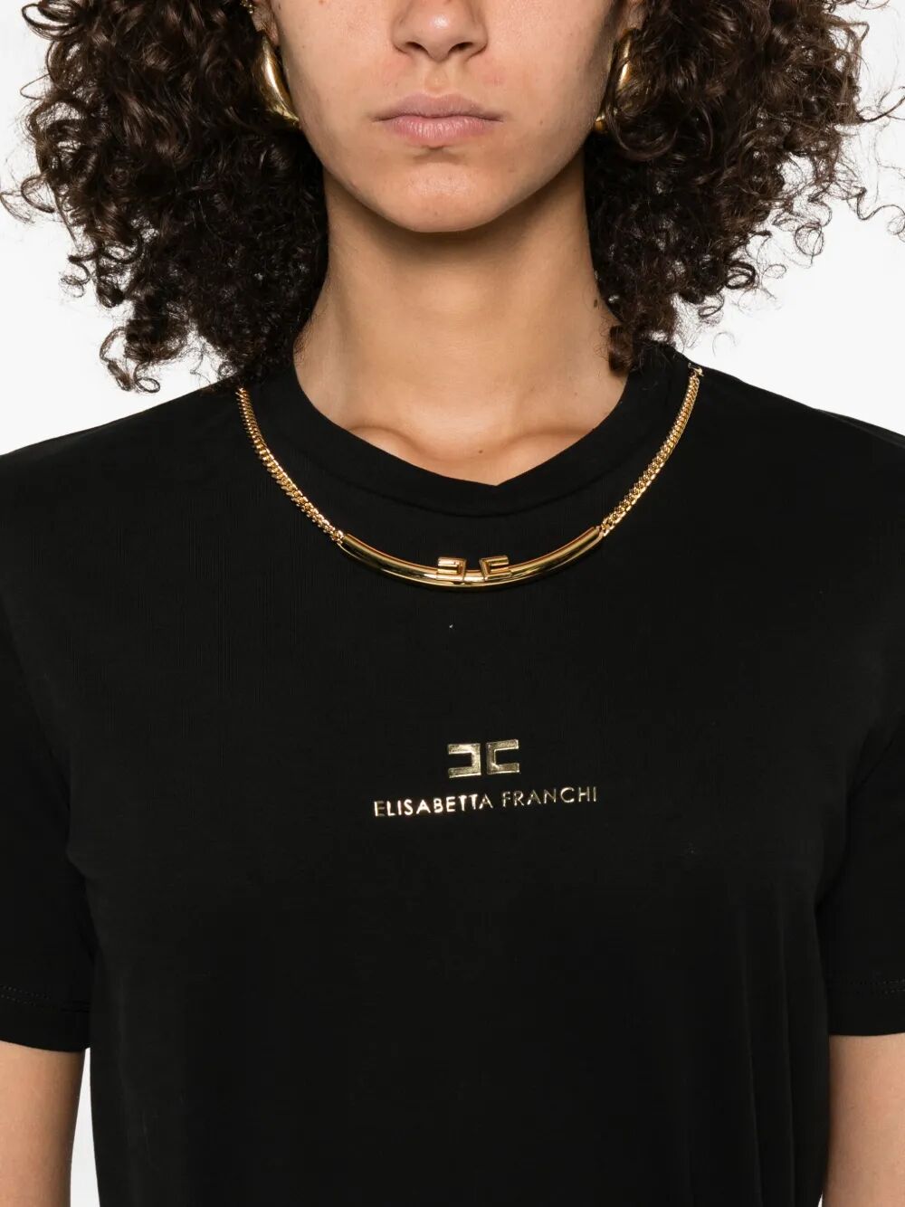 COTTON JERSEY T-SHIRT WITH NECKLACE MA02856E2110 (Elisabetta Franchi / Tシャツ・カットソー ) | Elisabetta Franchi (エリザベッタ フランキ)(2)