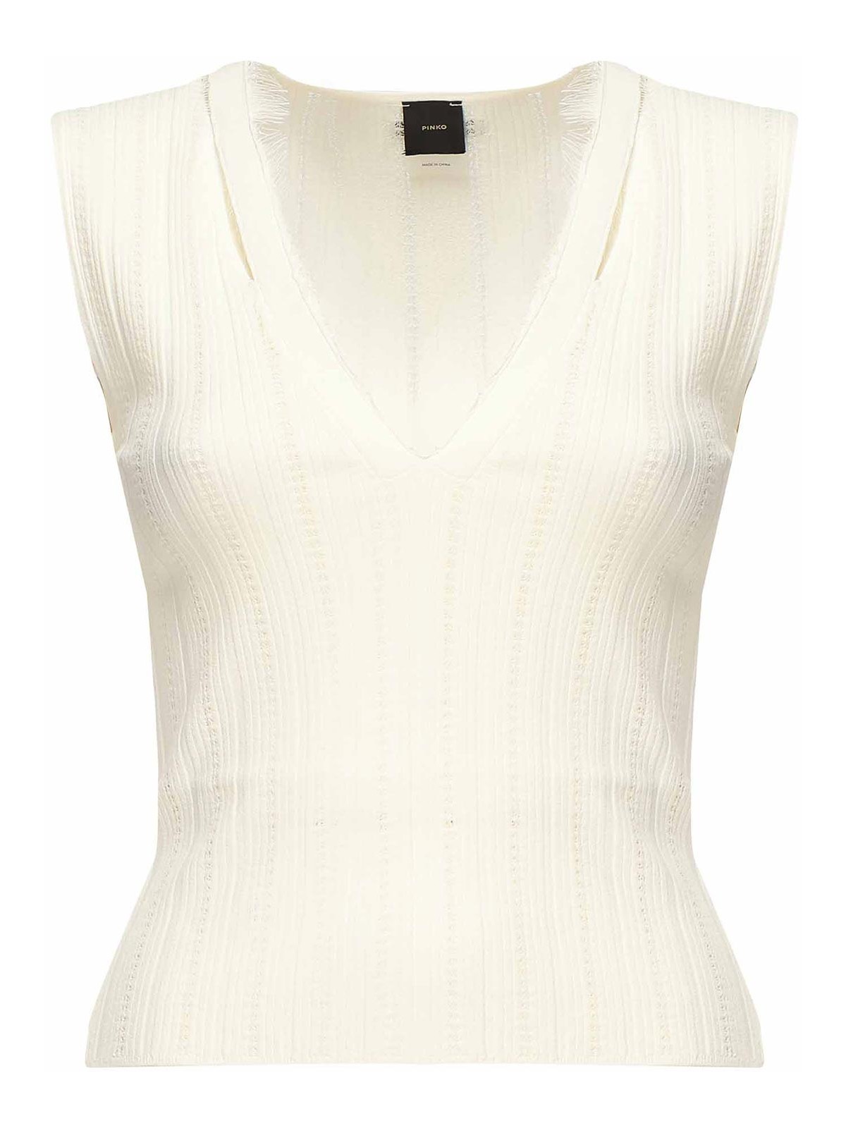 Ribbed Silk And Cashmere Sleeveless Top 1047412FRZ09 (PINKO / タンクトップ・キャミソール ) | PINKO (ピンコ)