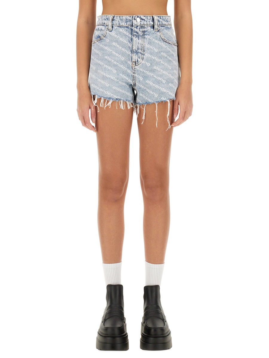 【美品】Alexander Wang Bite デニムショートパンツ 25 NWT Alexander Wang Bite Zip High Rise Jean Shorts Cut Off in