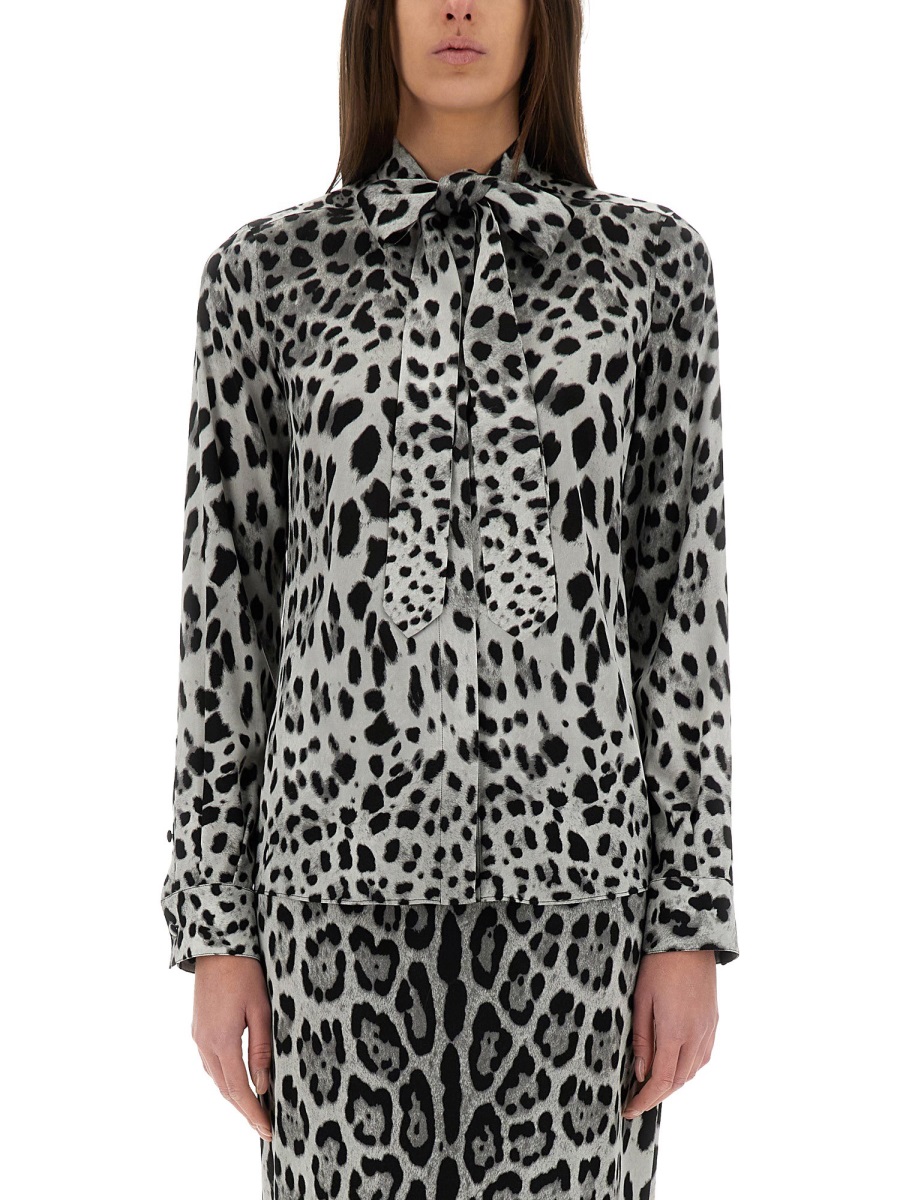LEOPARD PRINT BOW CHARMEUSE SHIRT F5T19TFSADDHI13N (Dolce & Gabbana / シャツ・ブラウス ) | Dolce & Gabbana (ドルチェガッバーナ)