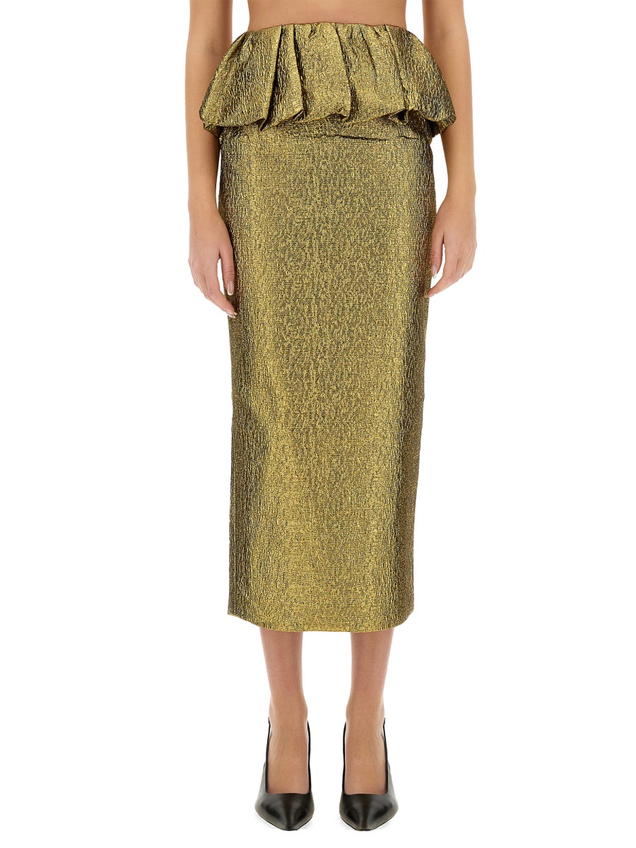 METALLIC JACQUARD MIDI SKIRT RS25902MSKGDGOLD (self-portrait / スカート ) | self-portrait (セルフ・ポートレイト)