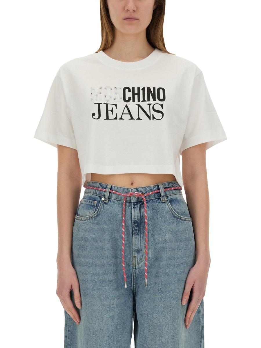 CROPPED T-SHIRT WITH LOGO 070532295001 (MOSCHINO JEANS / Tシャツ・カットソー ) | MOSCHINO JEANS (モスキーノ ジーンズ)
