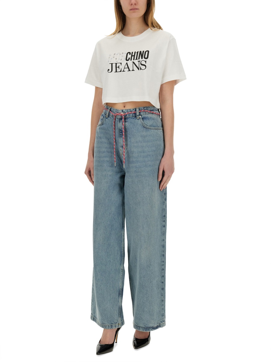 CROPPED T-SHIRT WITH LOGO 070532295001 (MOSCHINO JEANS / Tシャツ・カットソー ) | MOSCHINO JEANS (モスキーノ ジーンズ)(1)