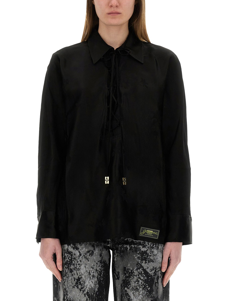 JACQUARD SATIN SHIRT W0359099 (GANNI / シャツ・ブラウス ) | GANNI (ガニー)